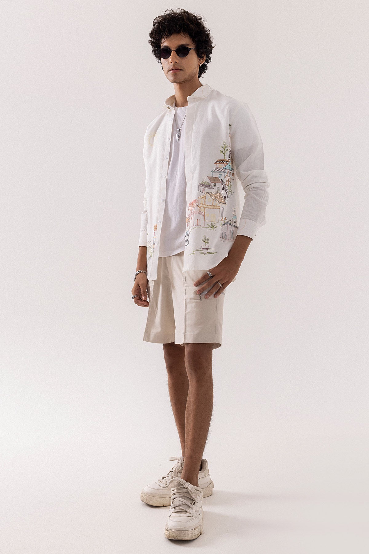 Linen Embroidered Ivory Shirt
