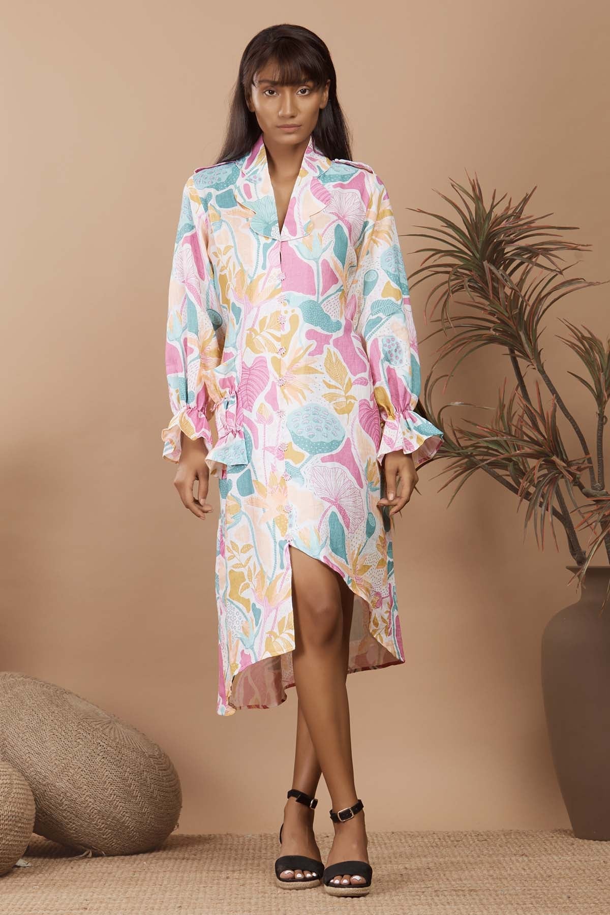 Buy Niyami Romantic Rhapsody: Scallop Lace Linen Dress at scrollnshops