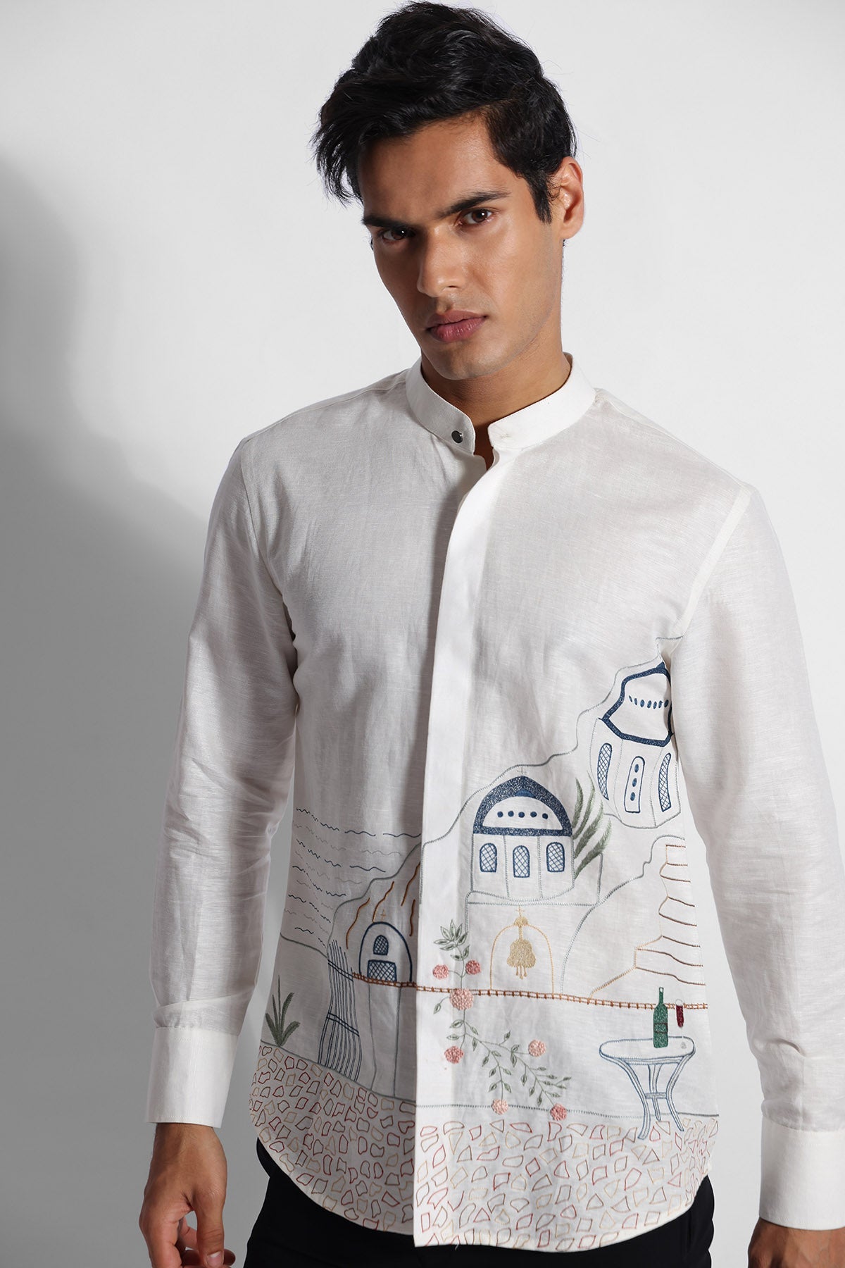 Buy Linen Thread Off White Shirt for men by Paarsh Atelier online available at scrollnshops
