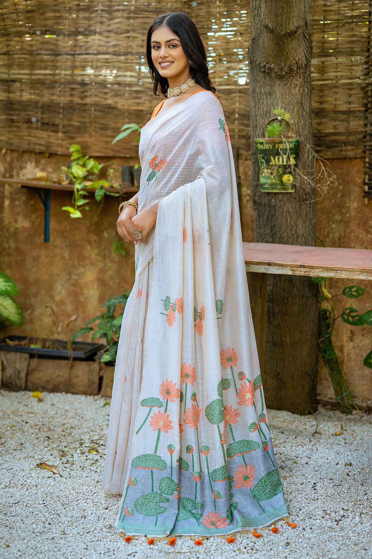 Lotus Muga Cotton Saree