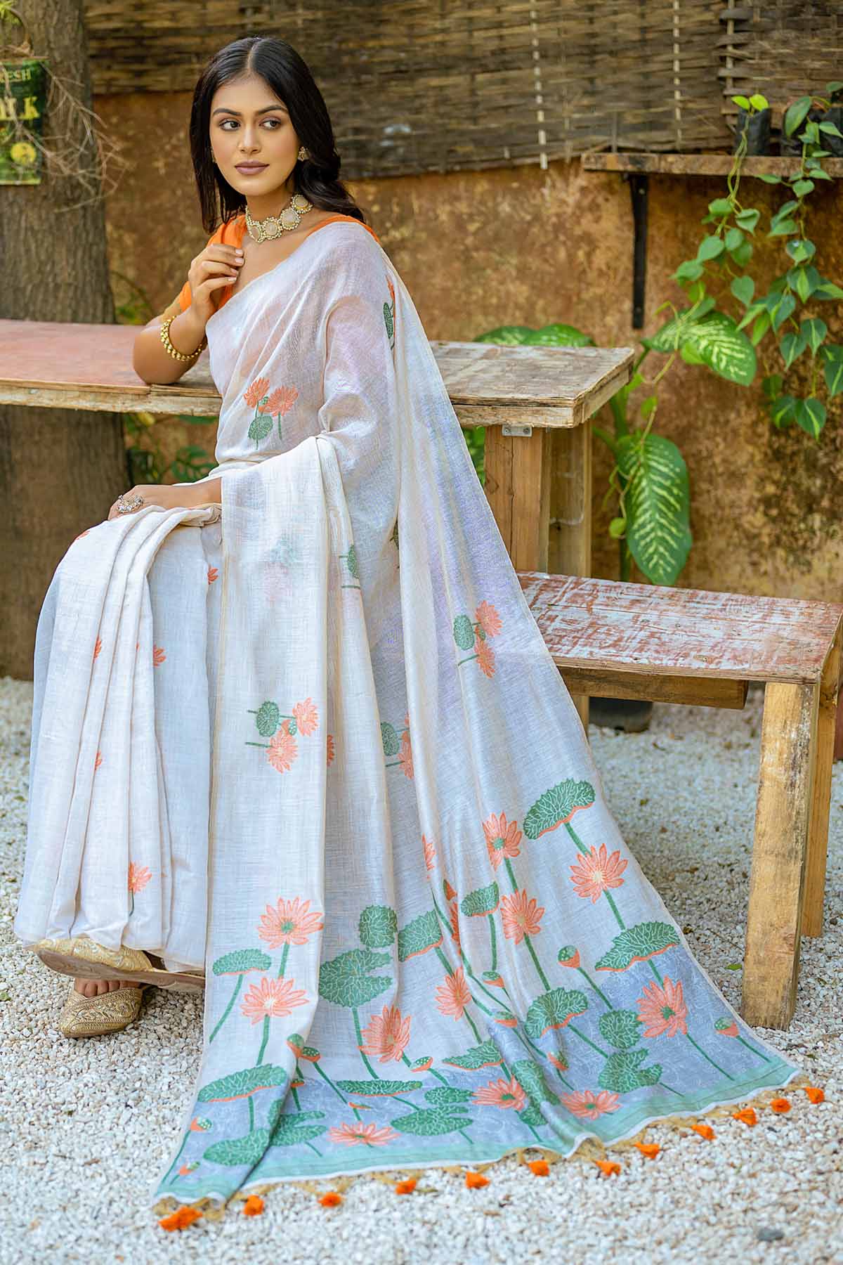 Lotus Muga Cotton Saree