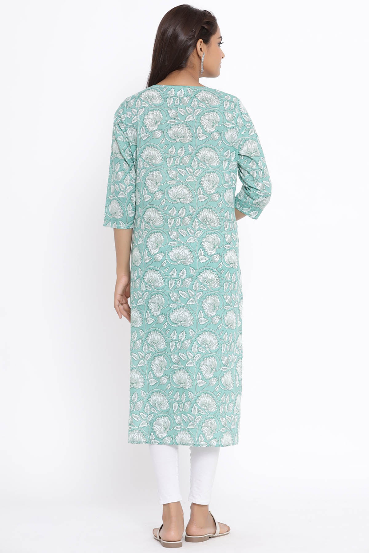 Lotus Print Pure Cotton Kurta