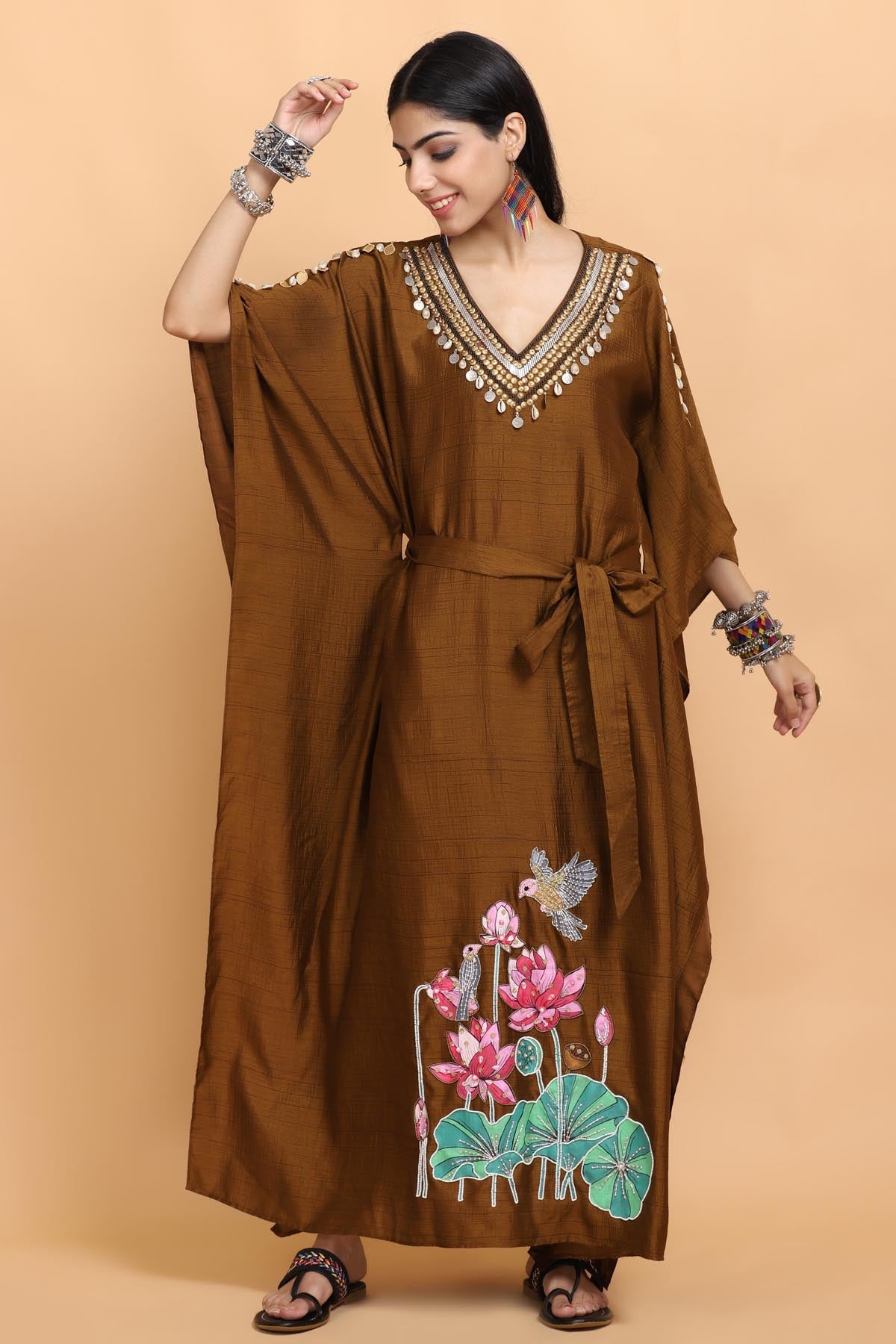 Buy Arpita SulakshanaLotus Handpainted Kaftan