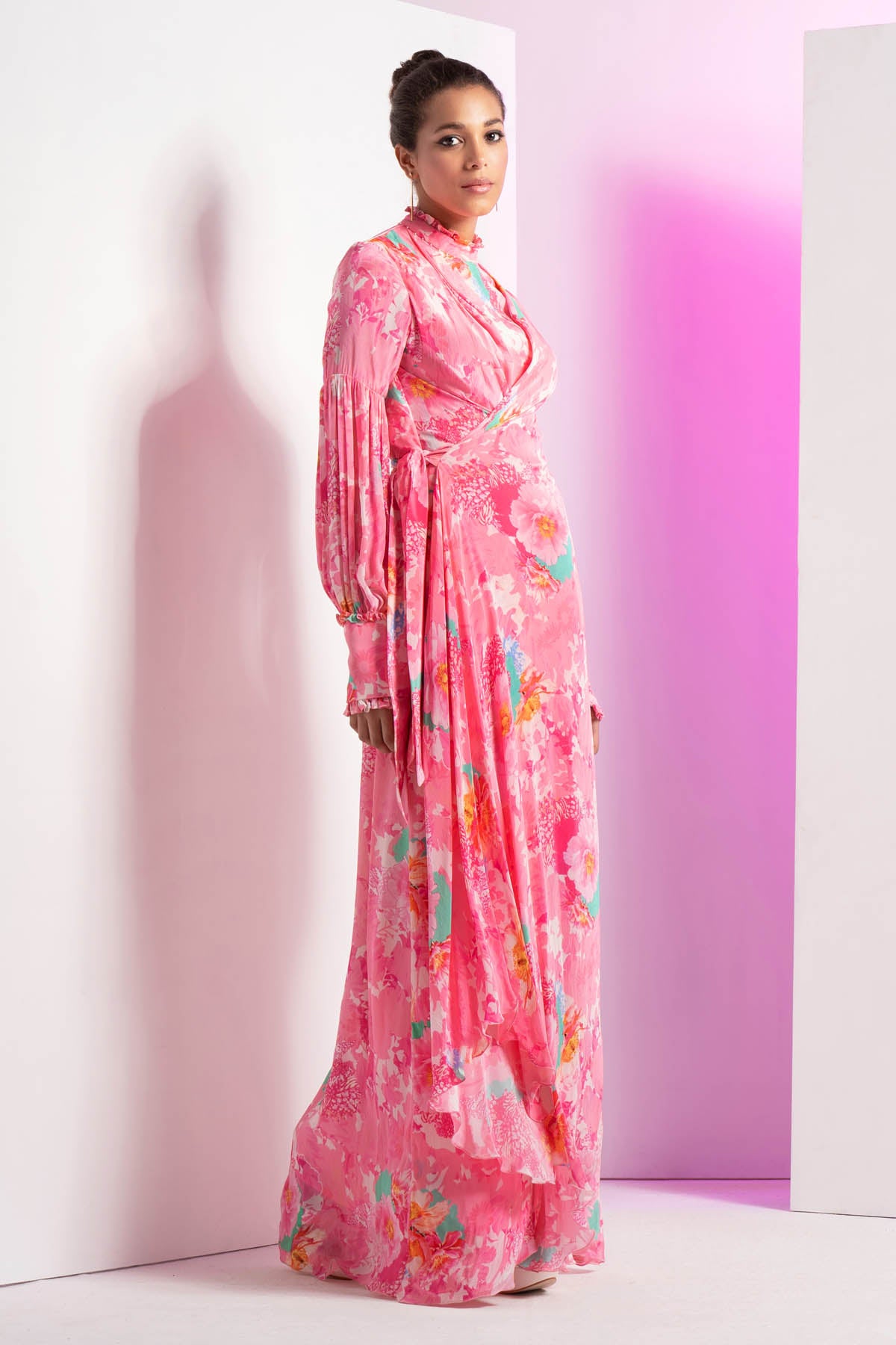 Lush Pink Printed Dress