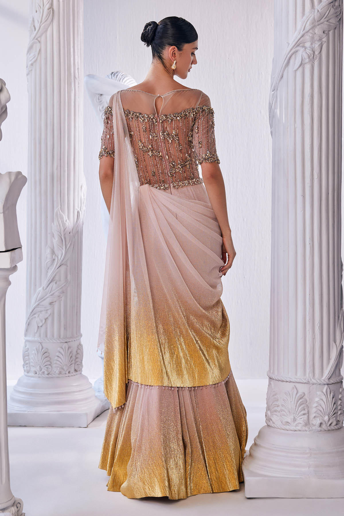 Luxurious Shimmer Draped Gown