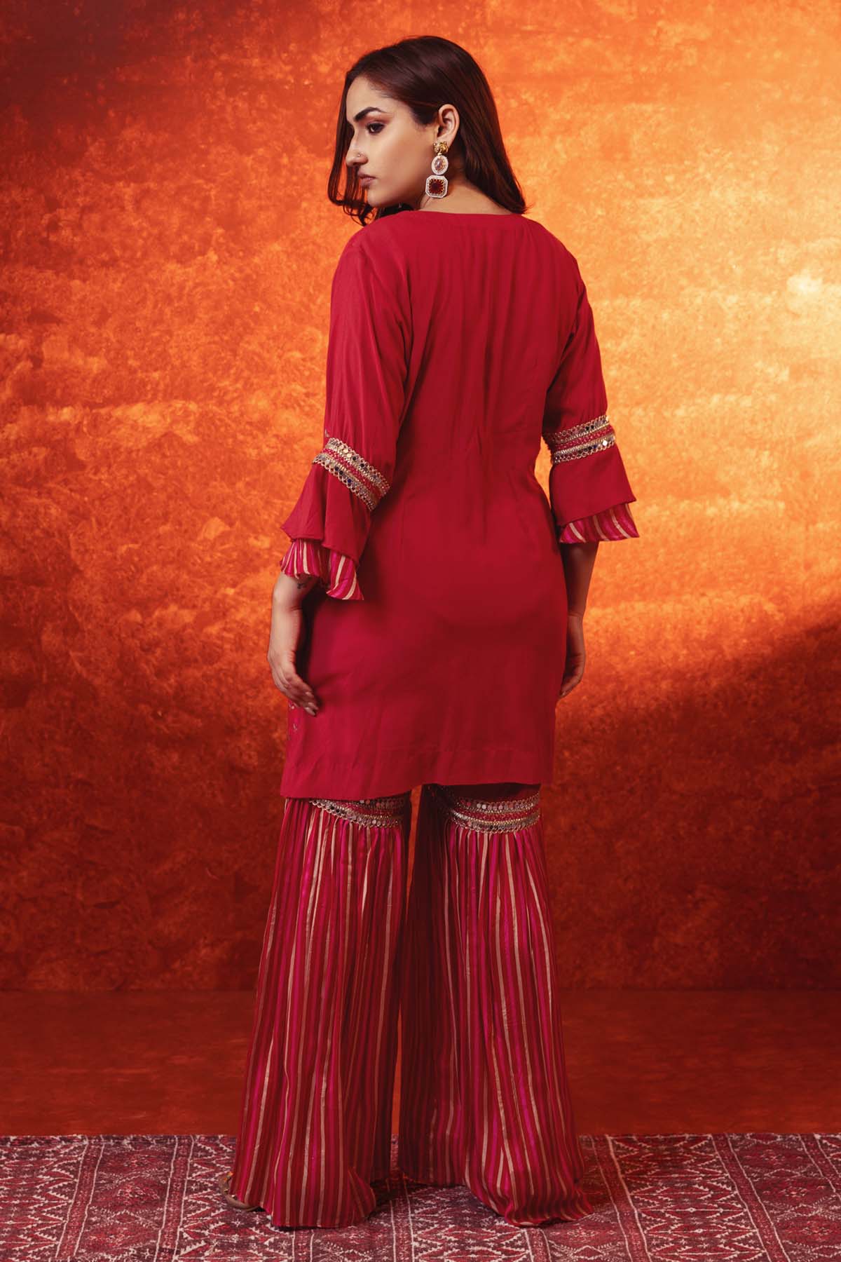 Magenta Embroidered Kurta Set