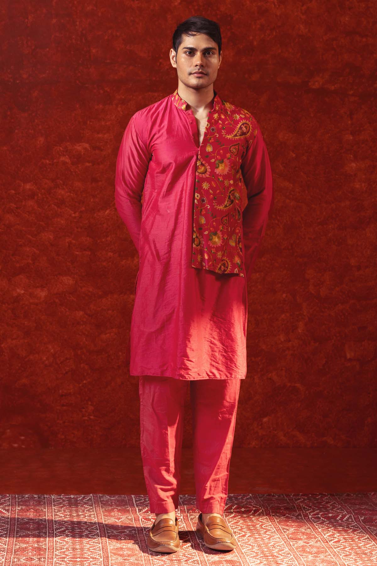 Magenta Paisley Print Kurta Set