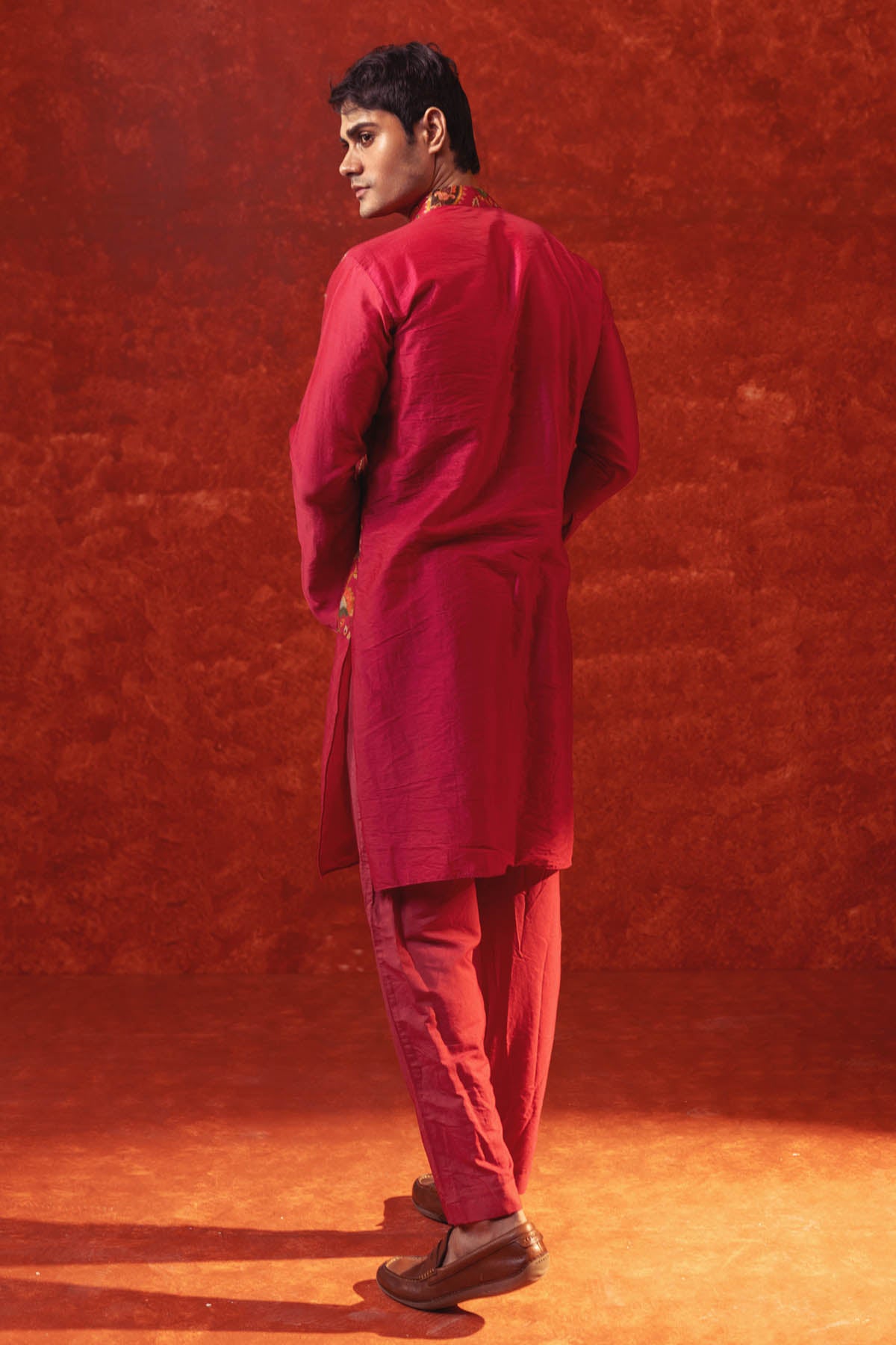 Magenta Paisley Print Kurta Set