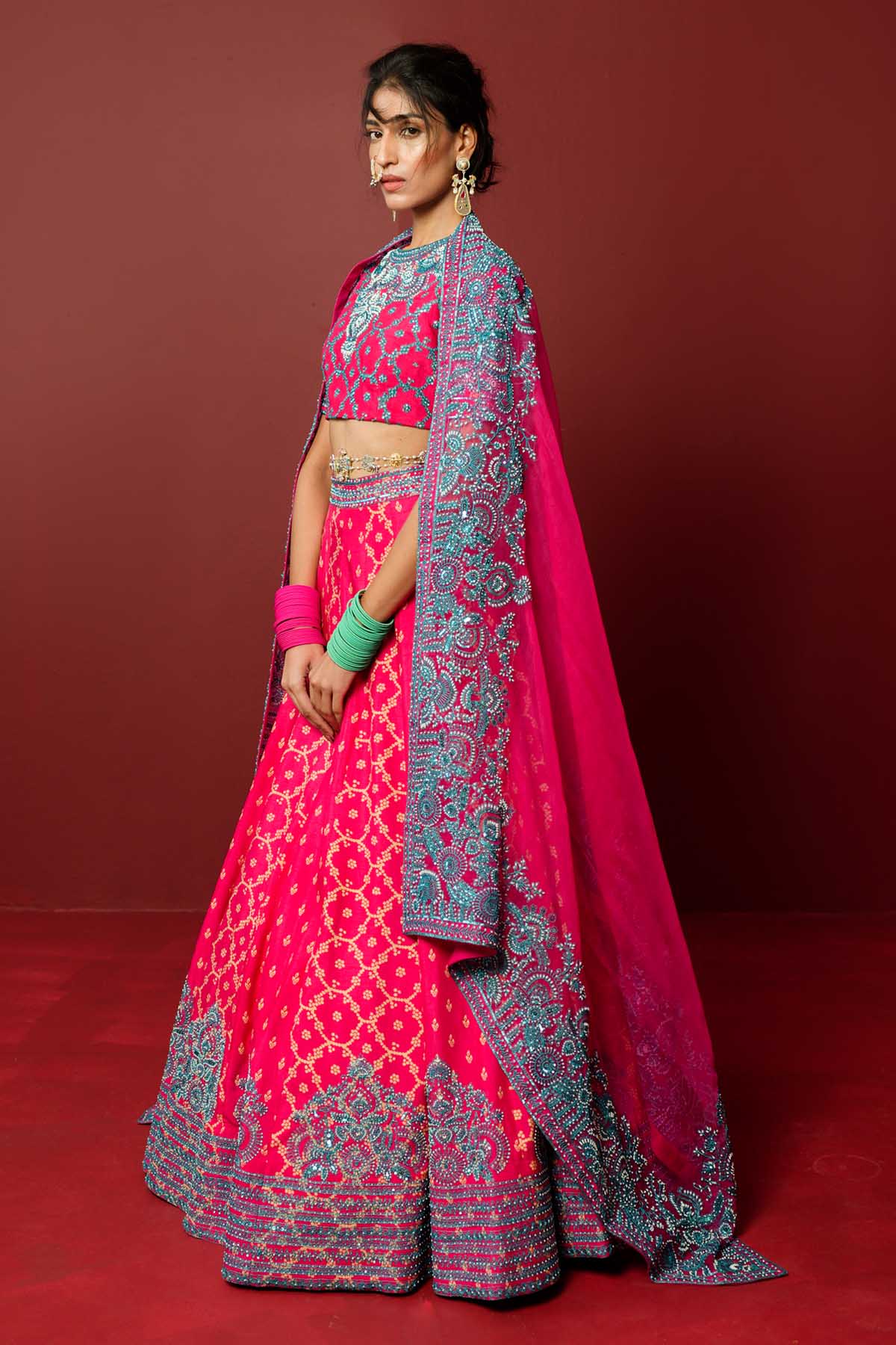Magenta Pink Dori Lehenga Set
