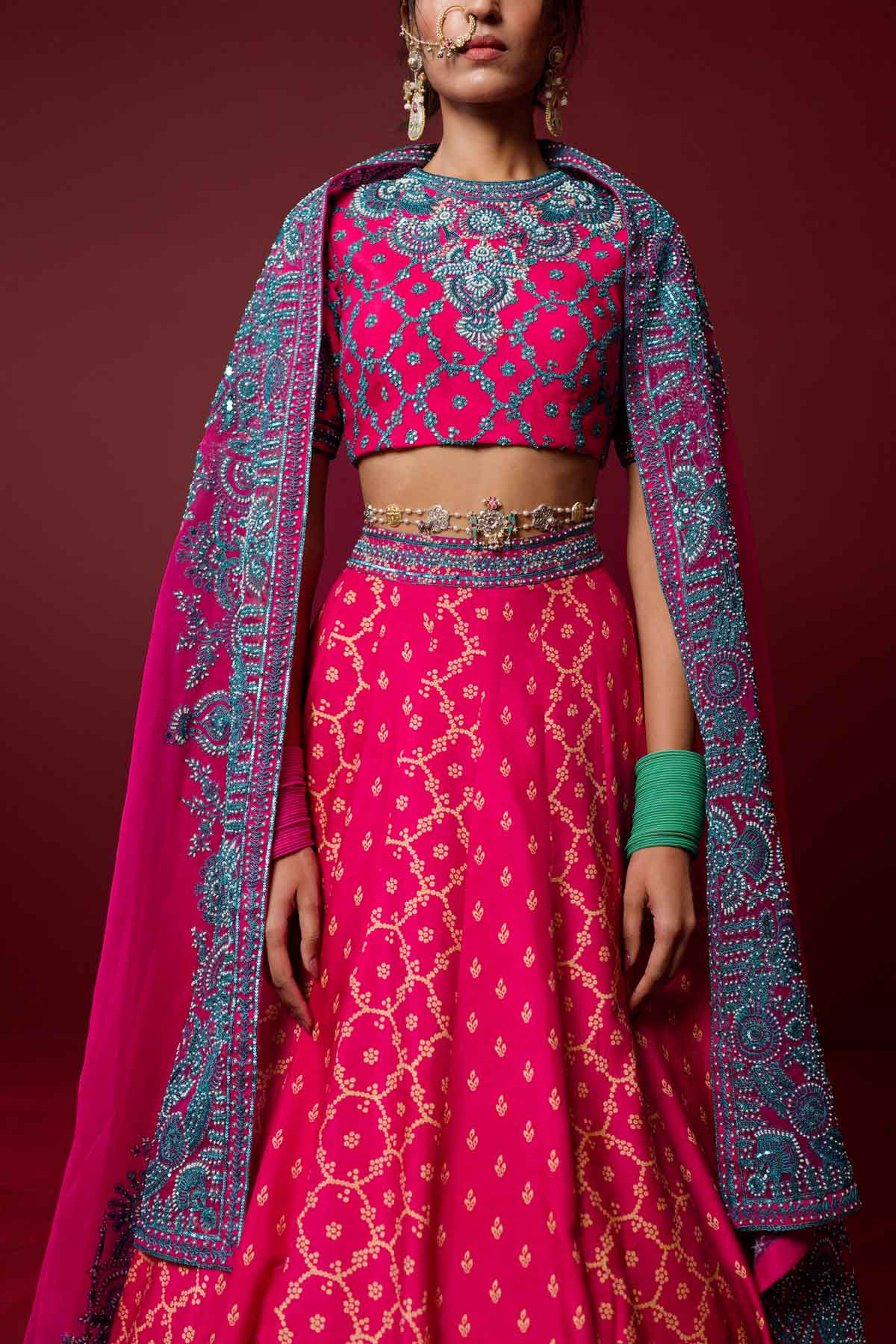 Magenta Pink Dori Lehenga Set