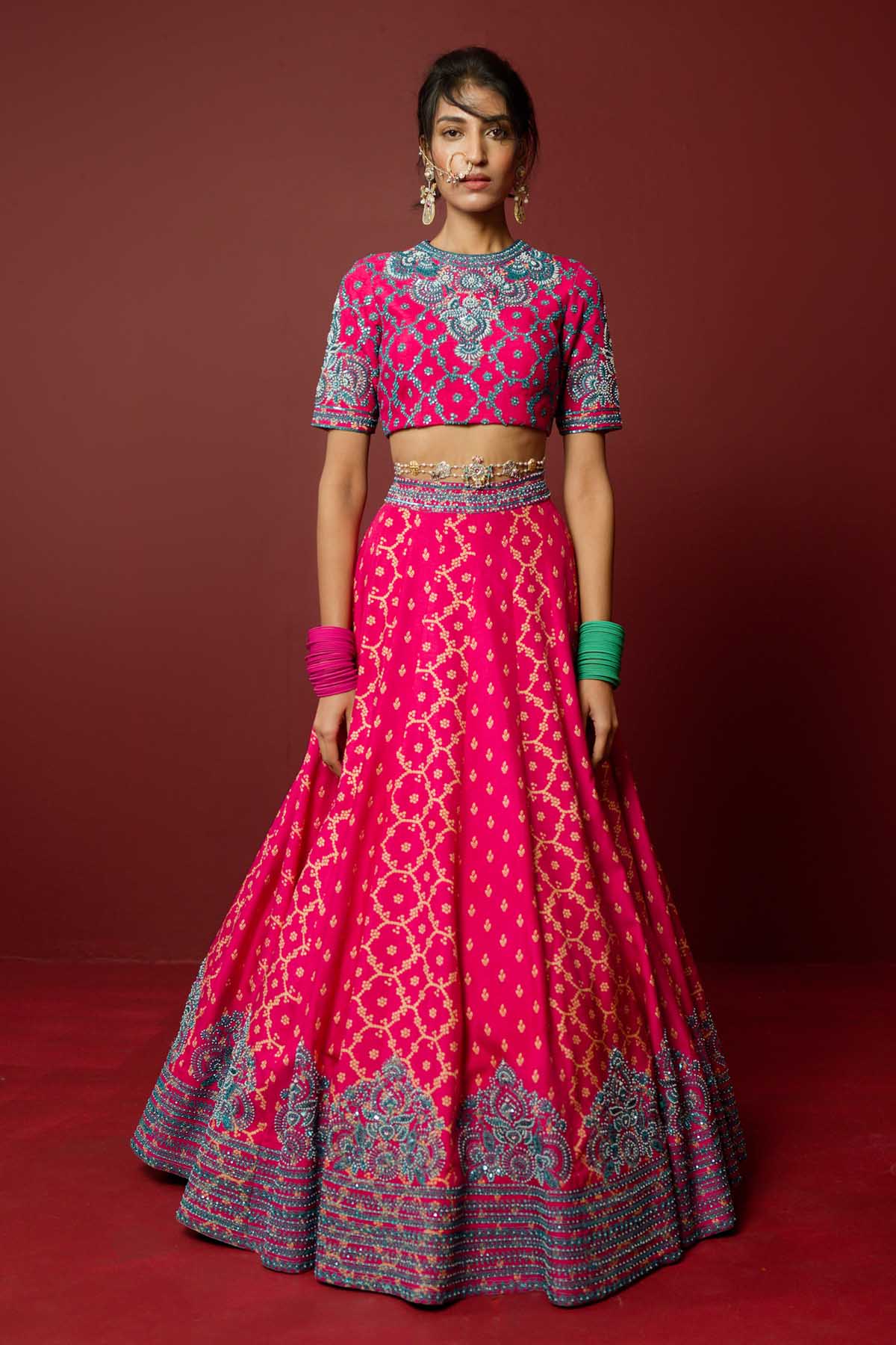 Magenta Pink Dori Lehenga Set