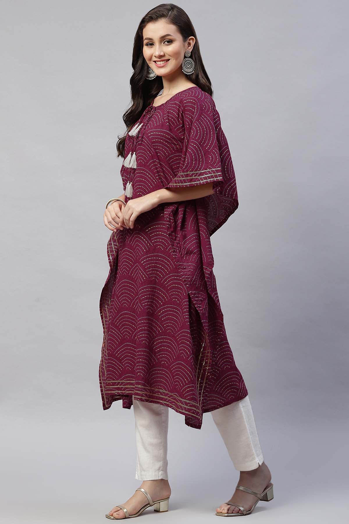 Magenta Pure Cotton Kaftan