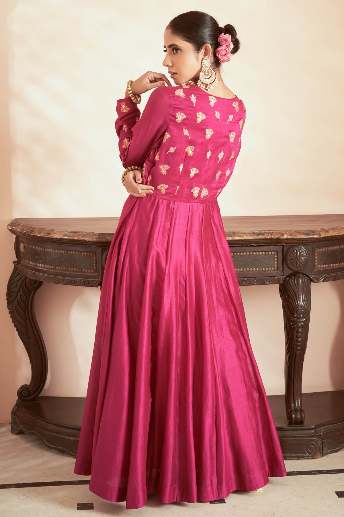 Magenta Angrakha Anarkali Set