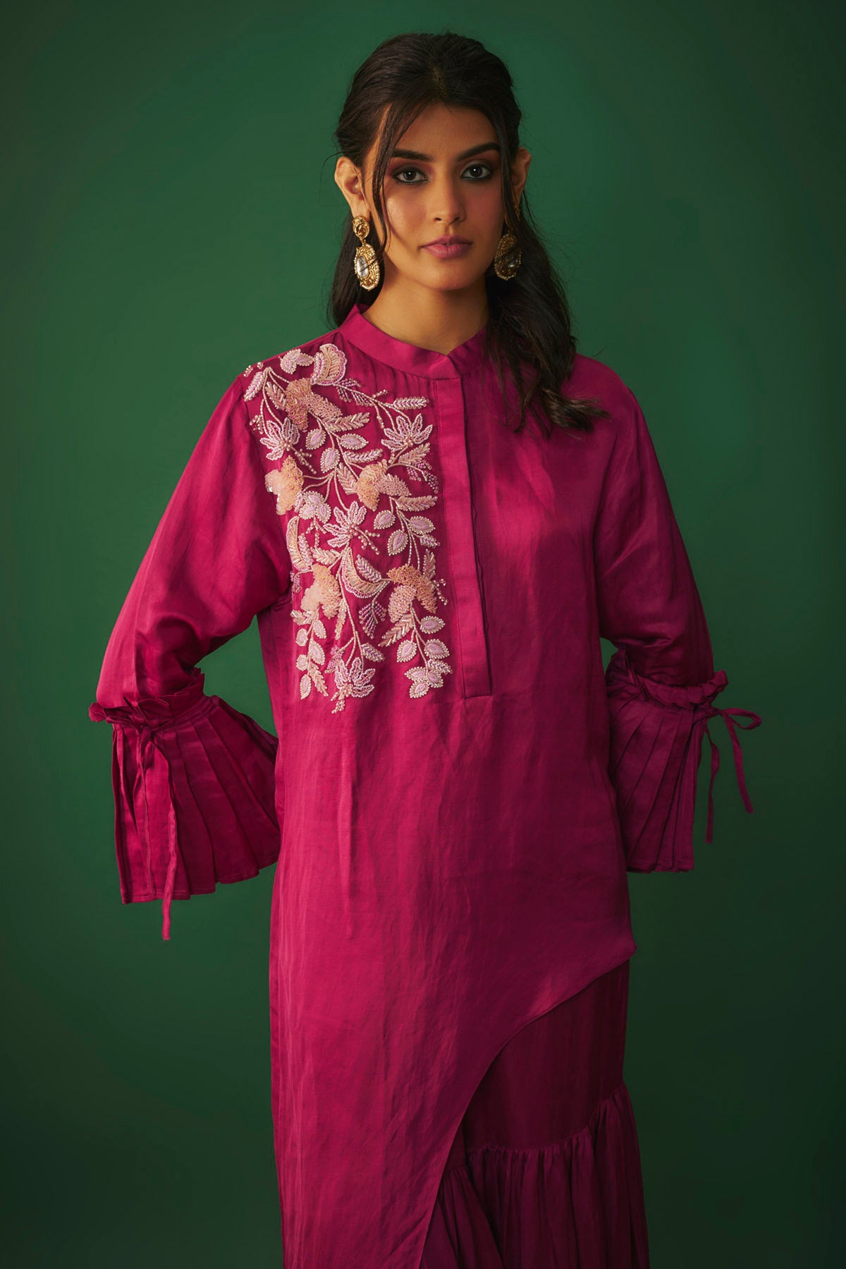 Magenta Asymmetrical Kurta Set