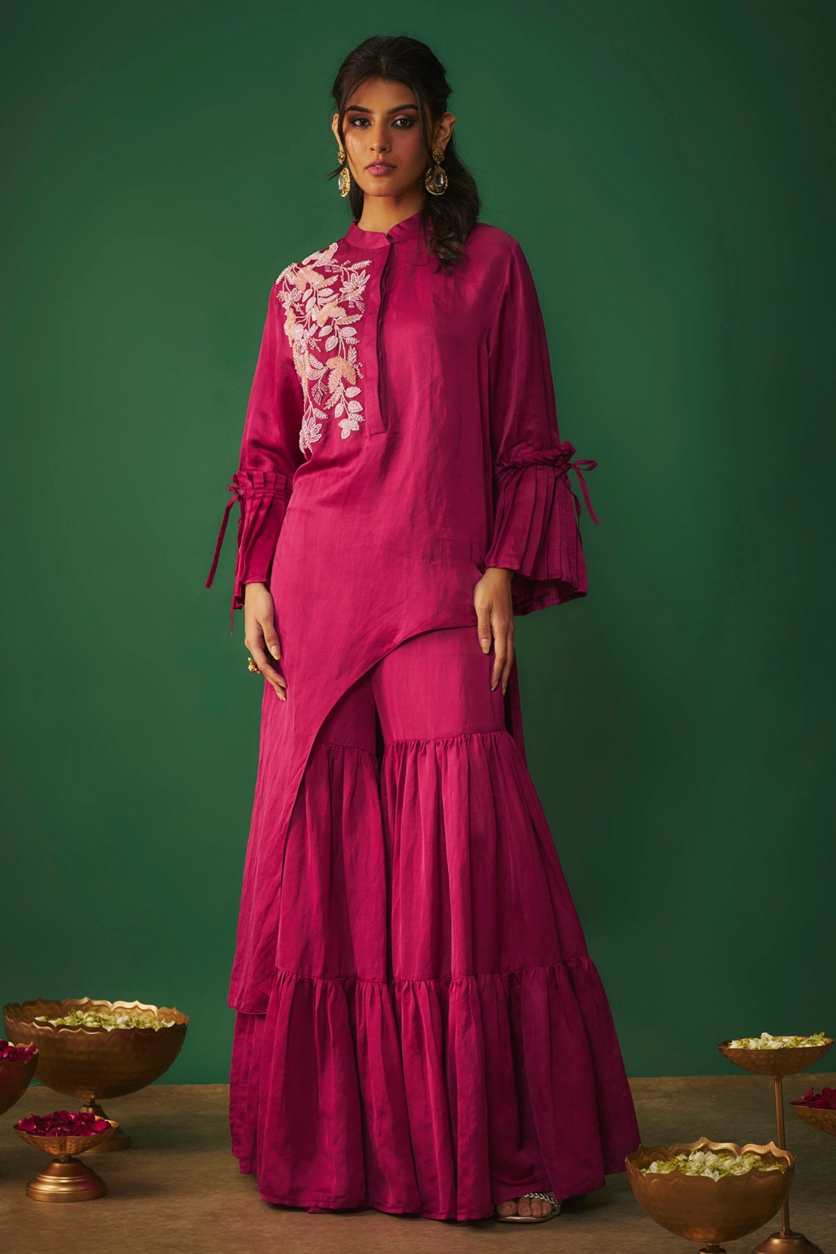 Mehak Murpana Magenta Asymmetrical Kurta Set for Women Online at ScrollnShops