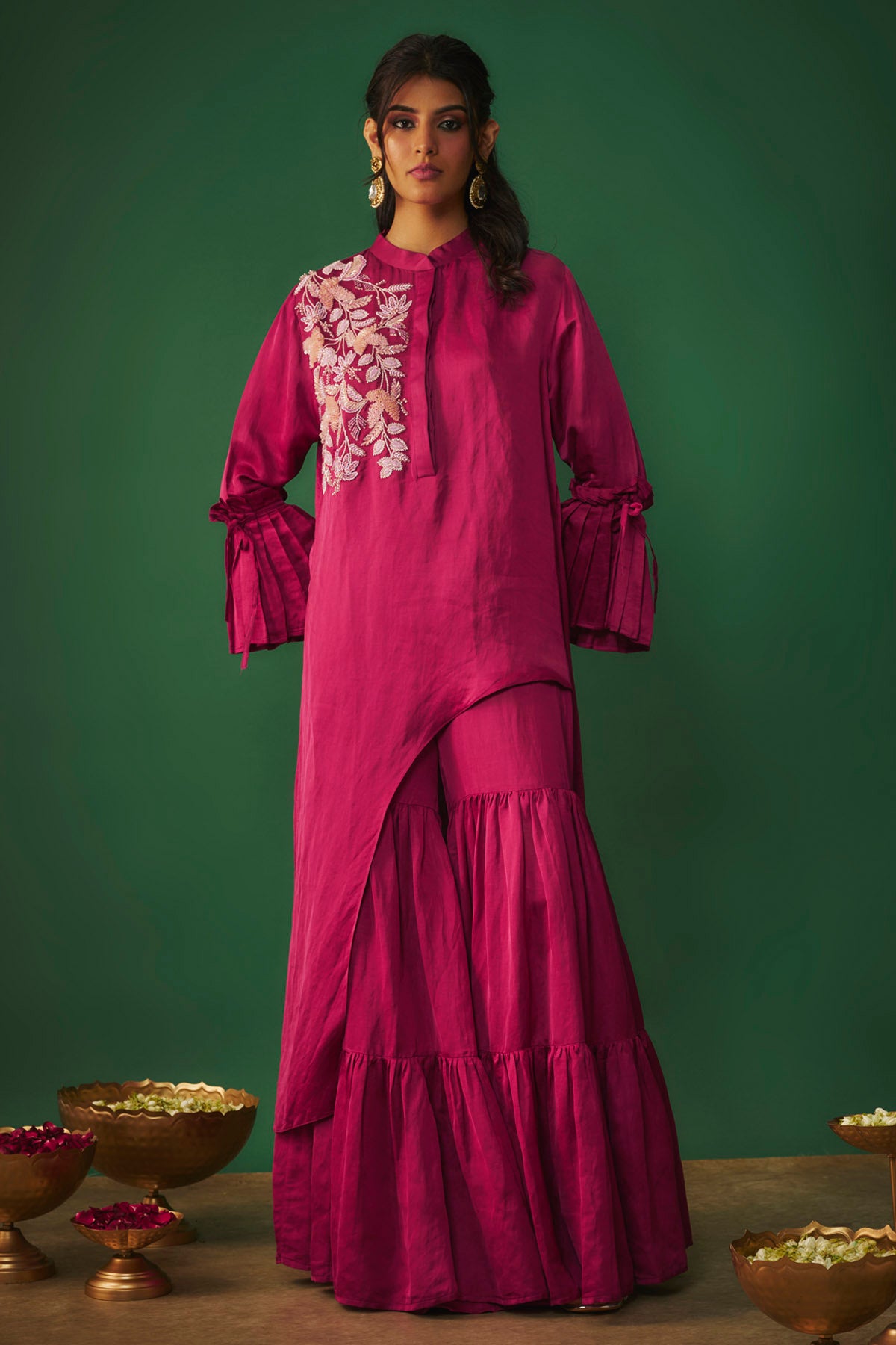 Magenta Asymmetrical Kurta Set