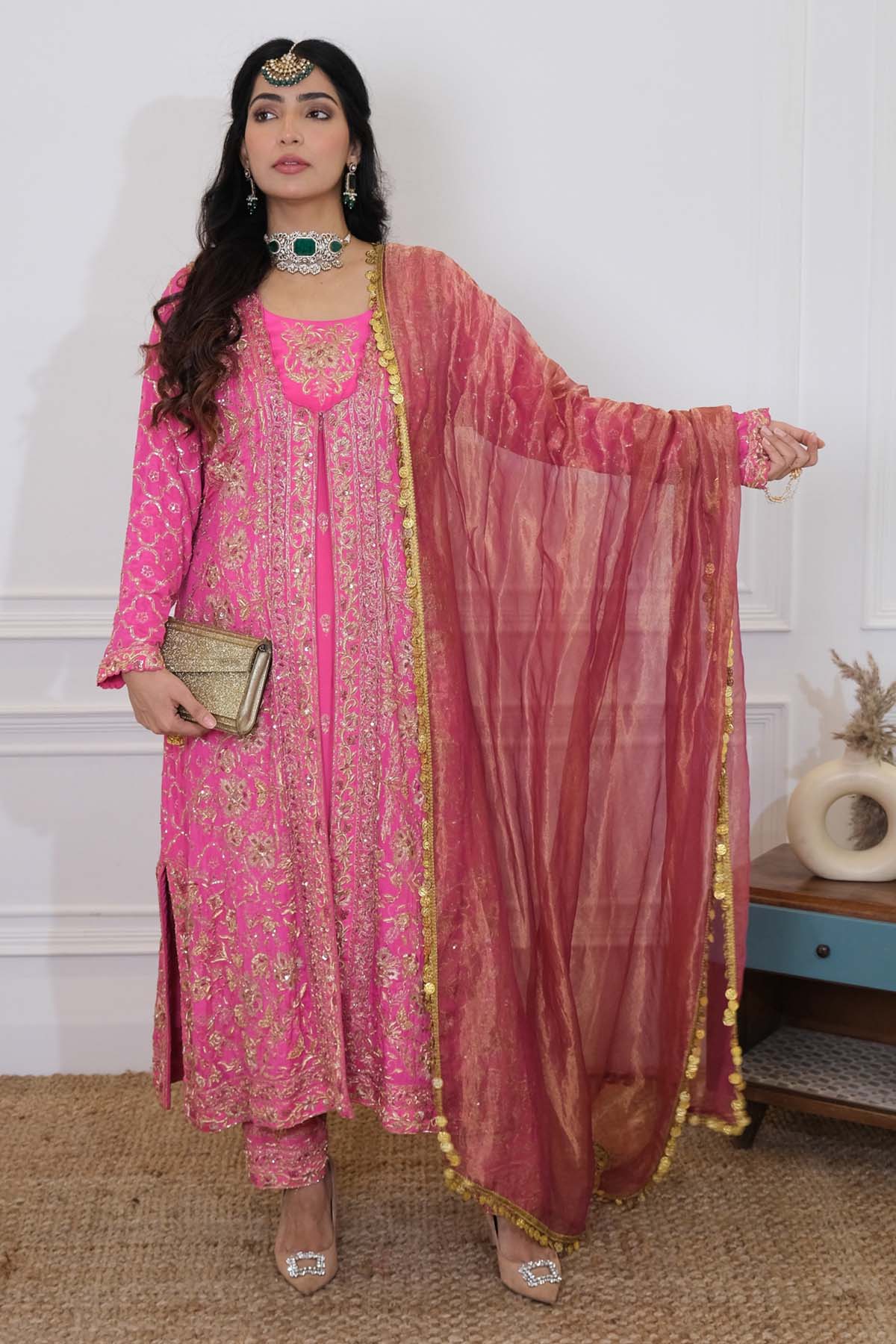 Magenta Dori Work Kurta Set