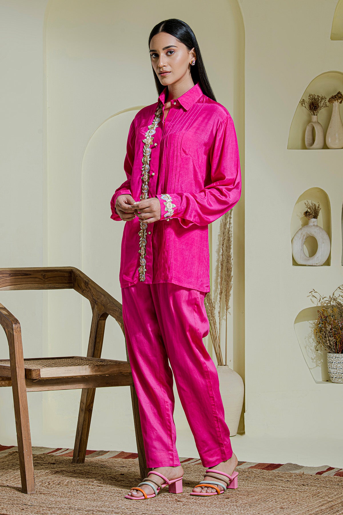 Magenta Embroidered Co-ord Set