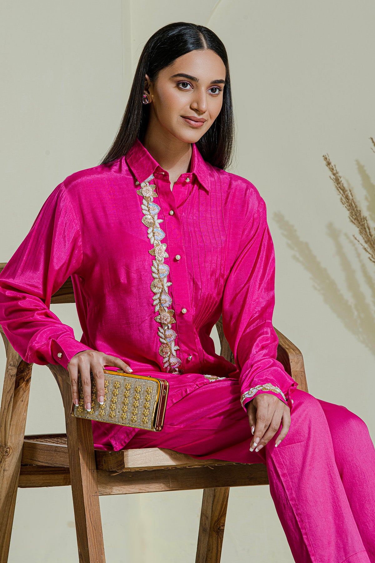 Magenta Embroidered Co-ord Set