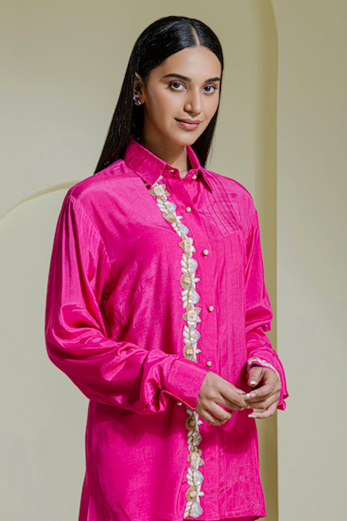 Magenta Embroidered Co-ord Set