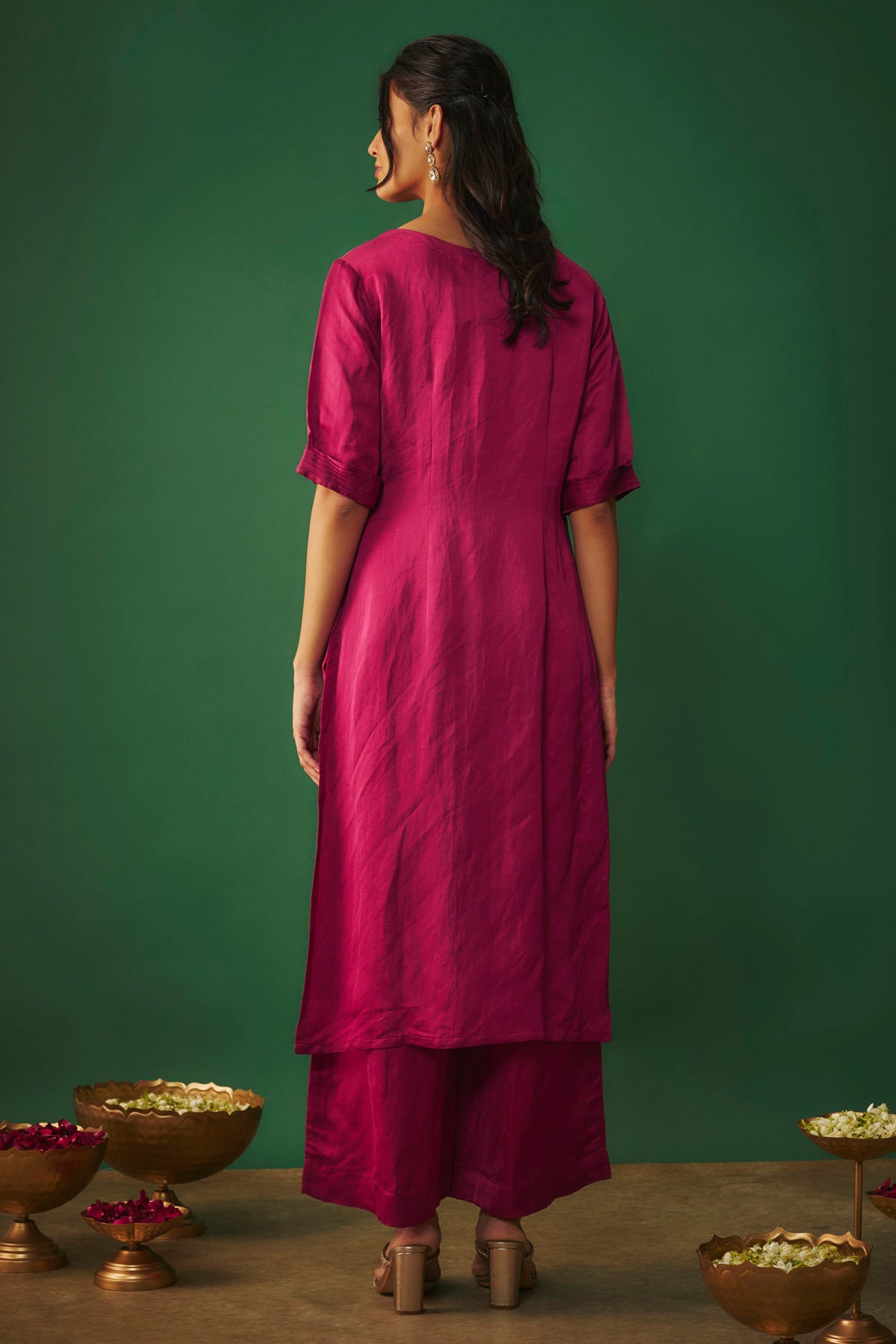 Magenta Straight Kurta & Pants