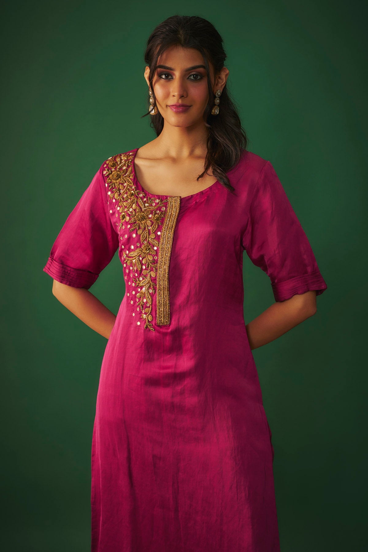Magenta Straight Kurta & Pants