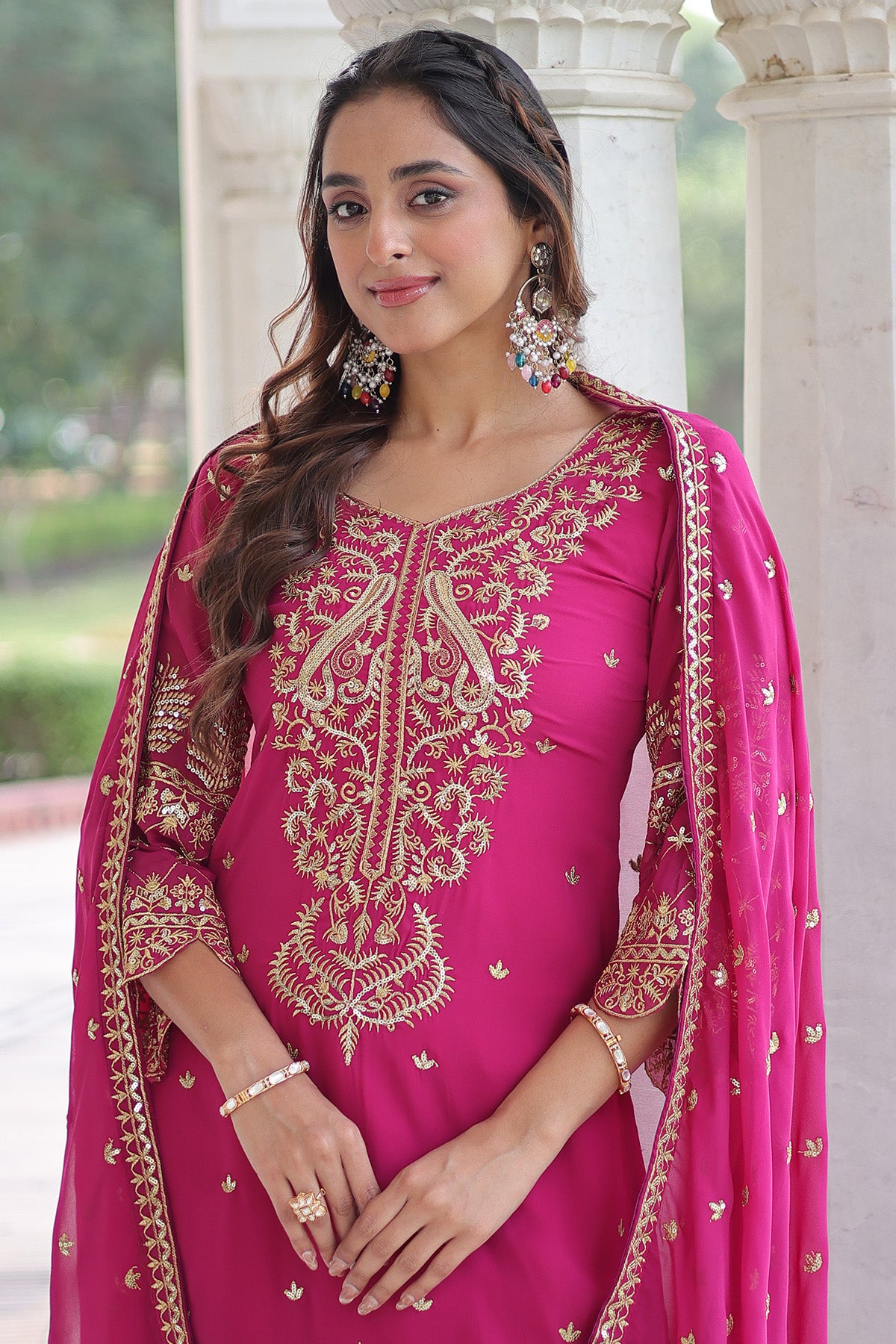 Magenta Faux Blooming Kurta Set