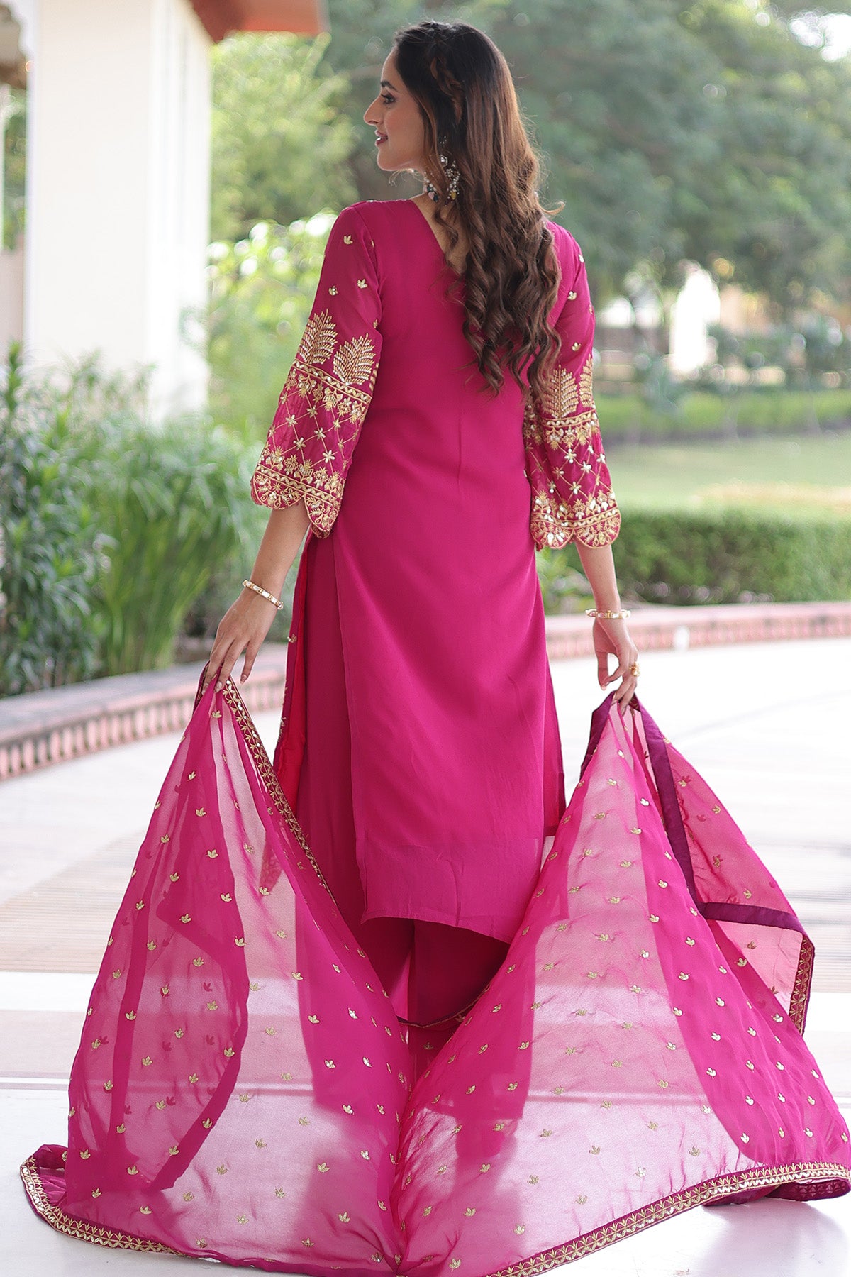 Magenta Faux Blooming Kurta Set