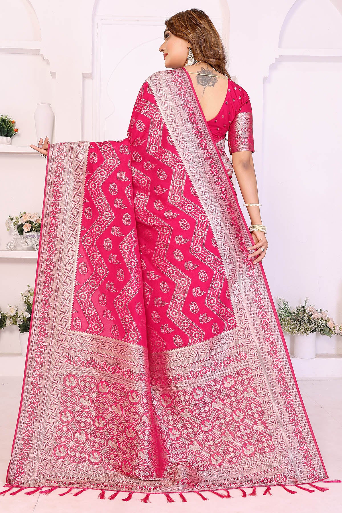 Magenta Georgette Silk Saree