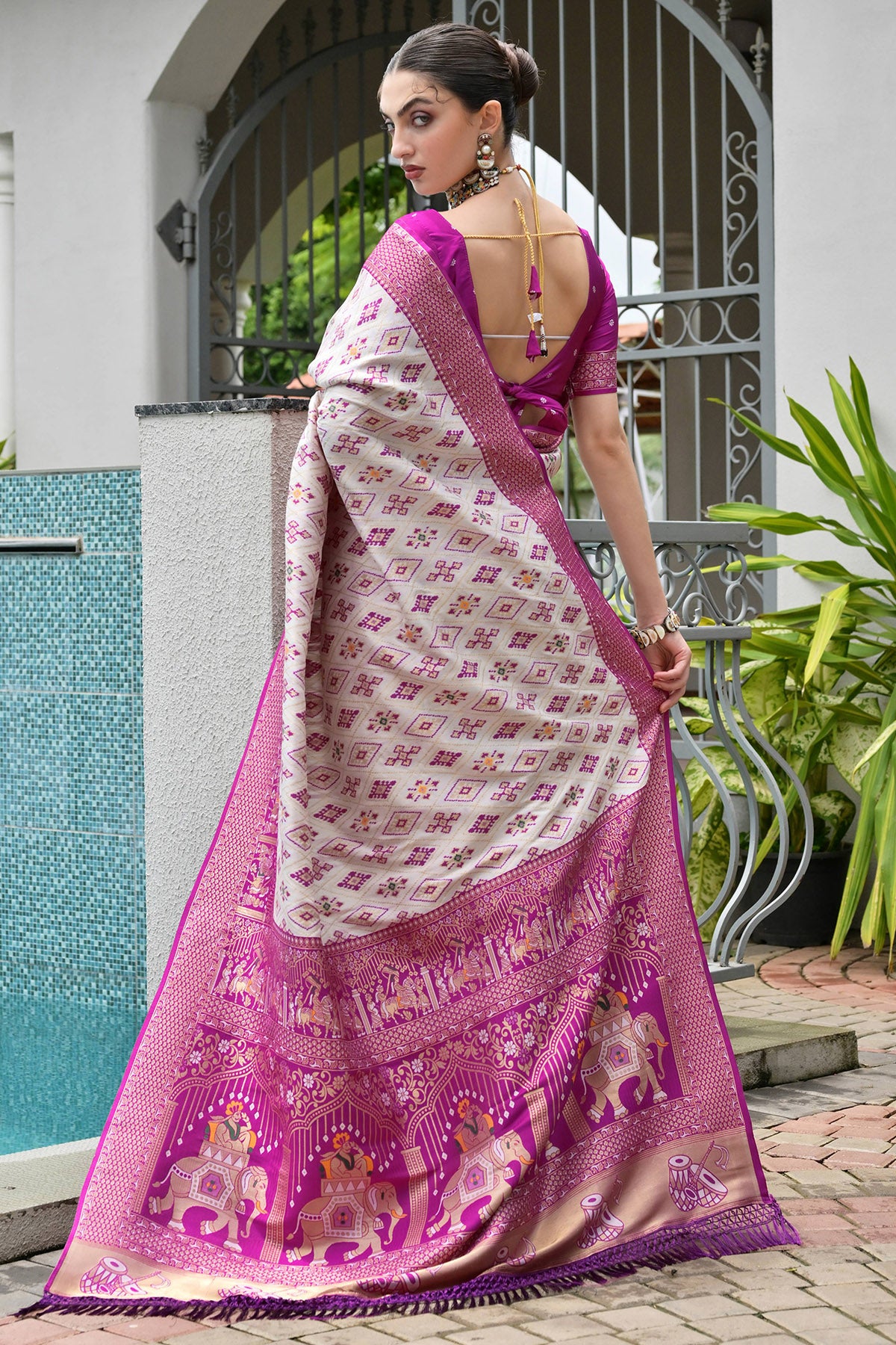 Magenta Meenakari Thread Saree