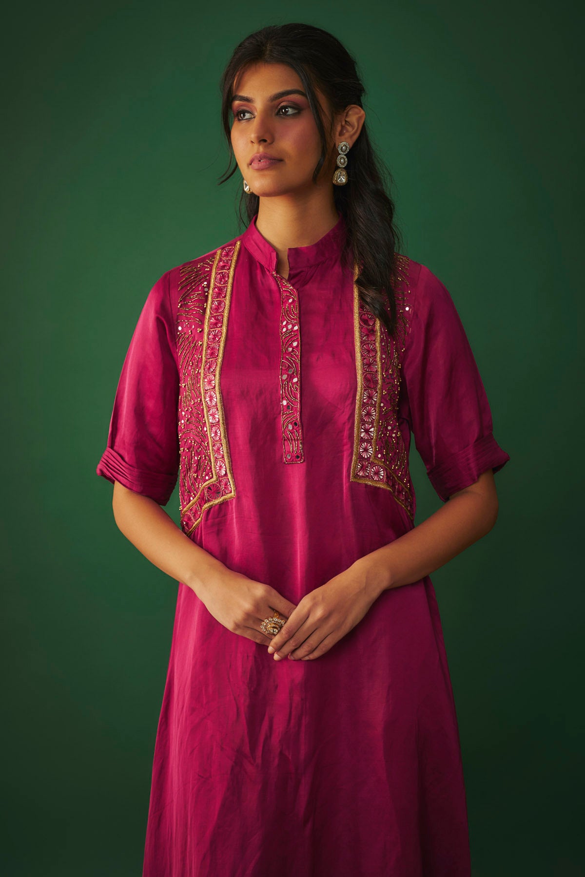 Magenta Mirror Kurta & Pants