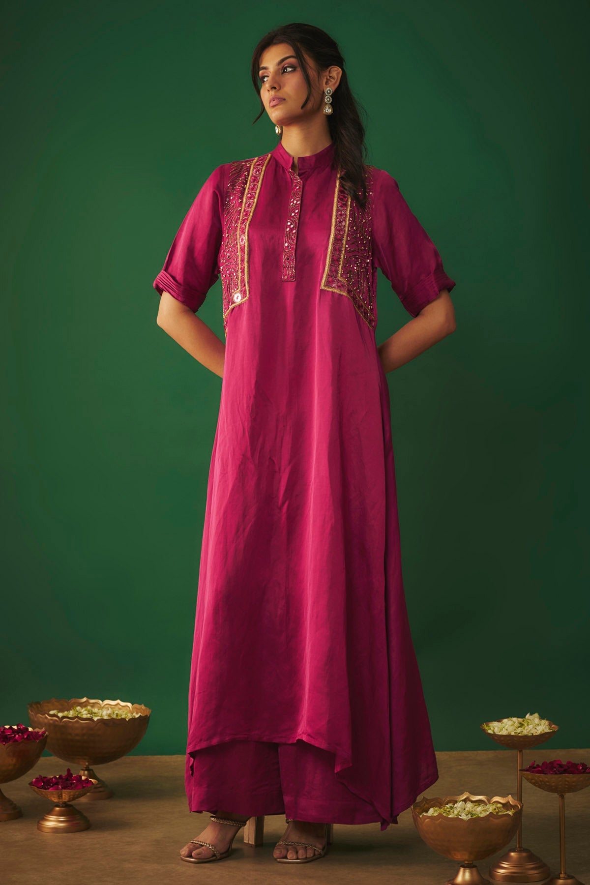 Mehak Murpana Magenta Mirror Kurta & Pants for Women Online at ScrollnShops