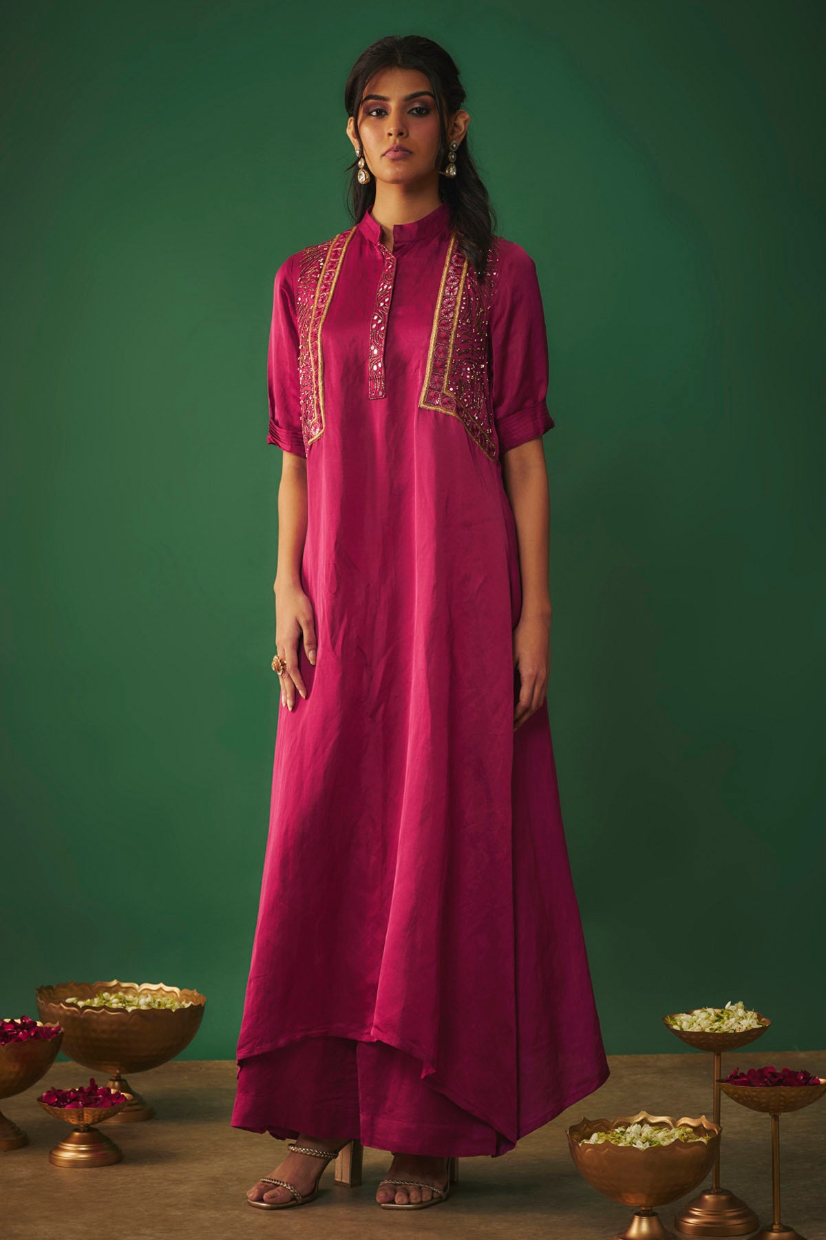 Magenta Mirror Kurta & Pants
