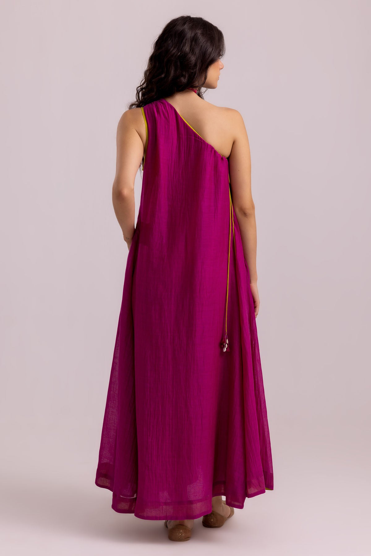 Magenta One Shoulder Maxi Dress