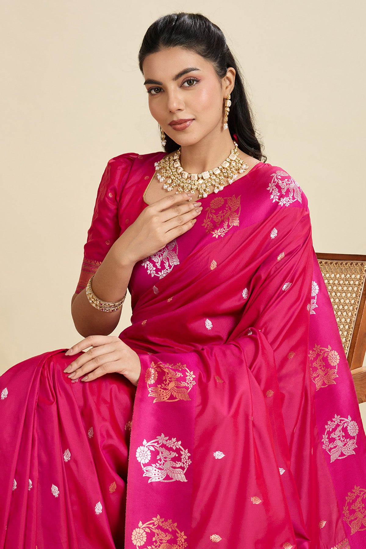 Magenta Paithani Saree & Blouse