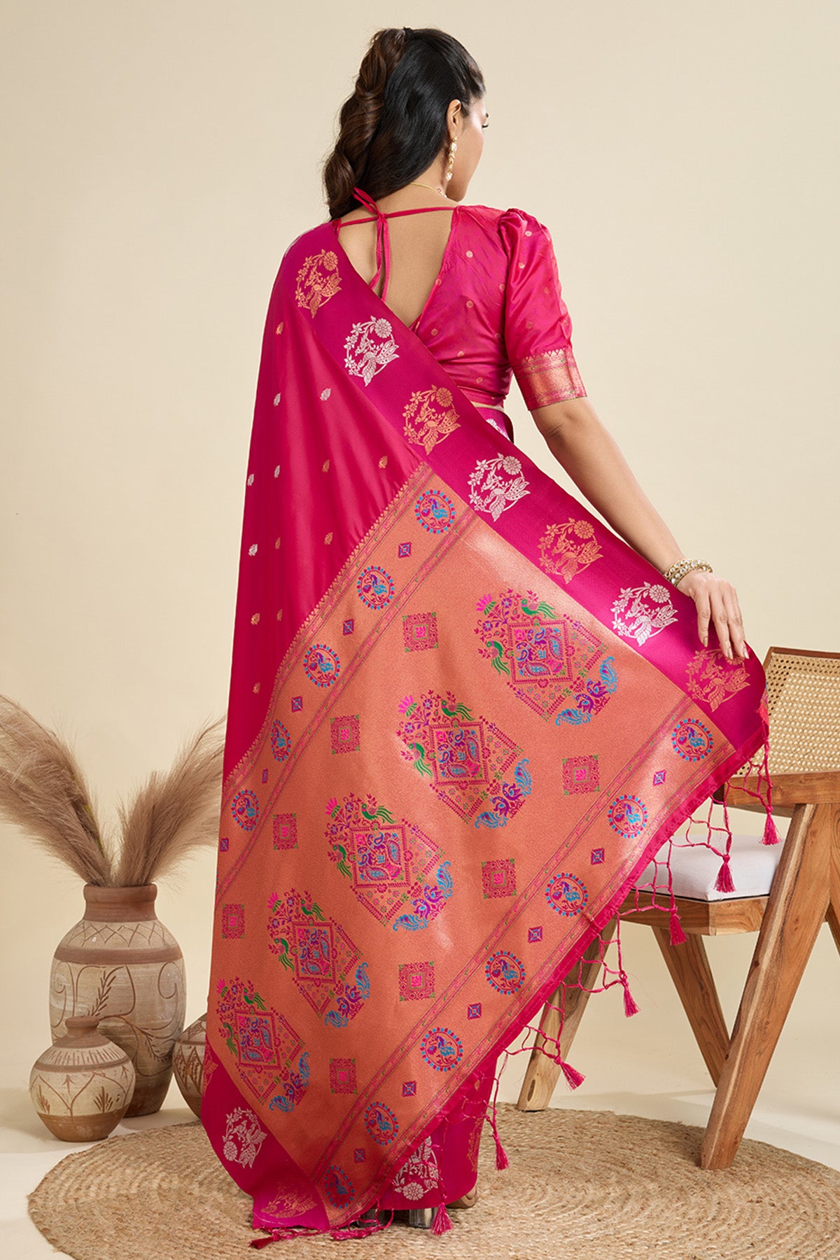 Magenta Paithani Saree & Blouse