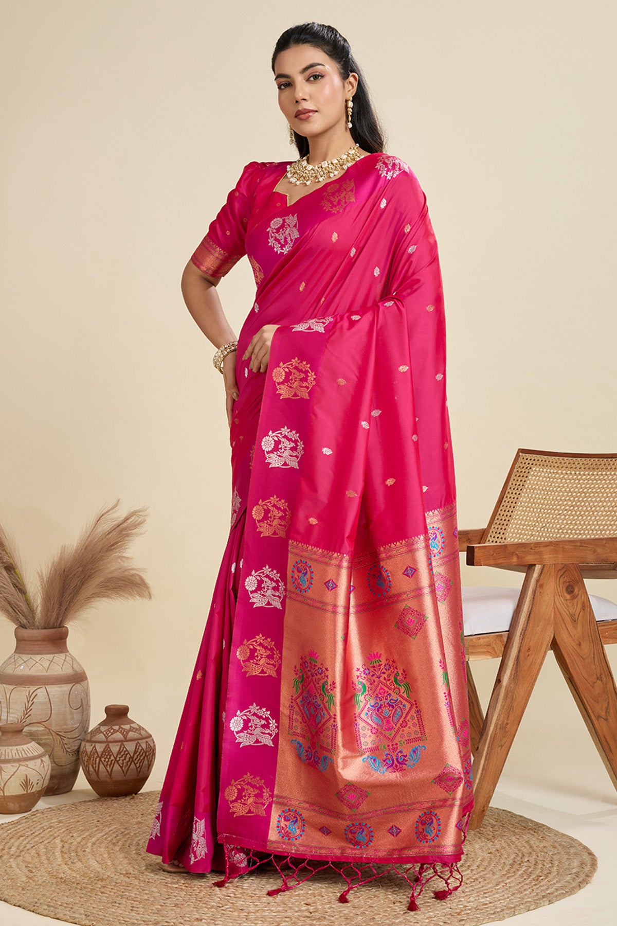 Magenta Paithani Saree & Blouse
