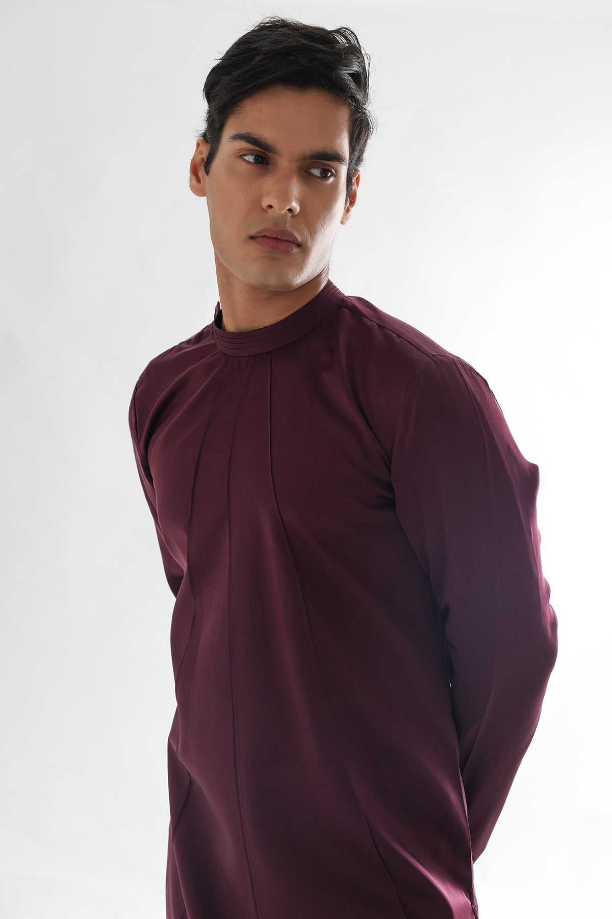 Magenta Pintuck Work Kurta Set