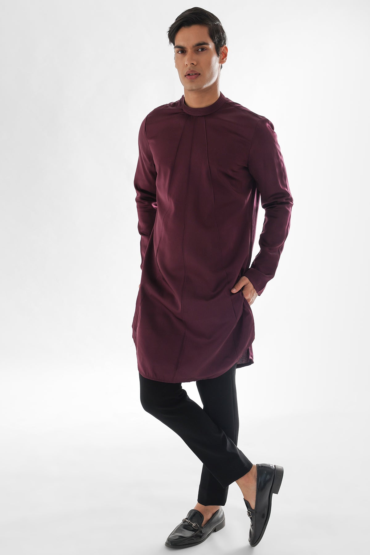 Magenta Pintuck Work Kurta Set