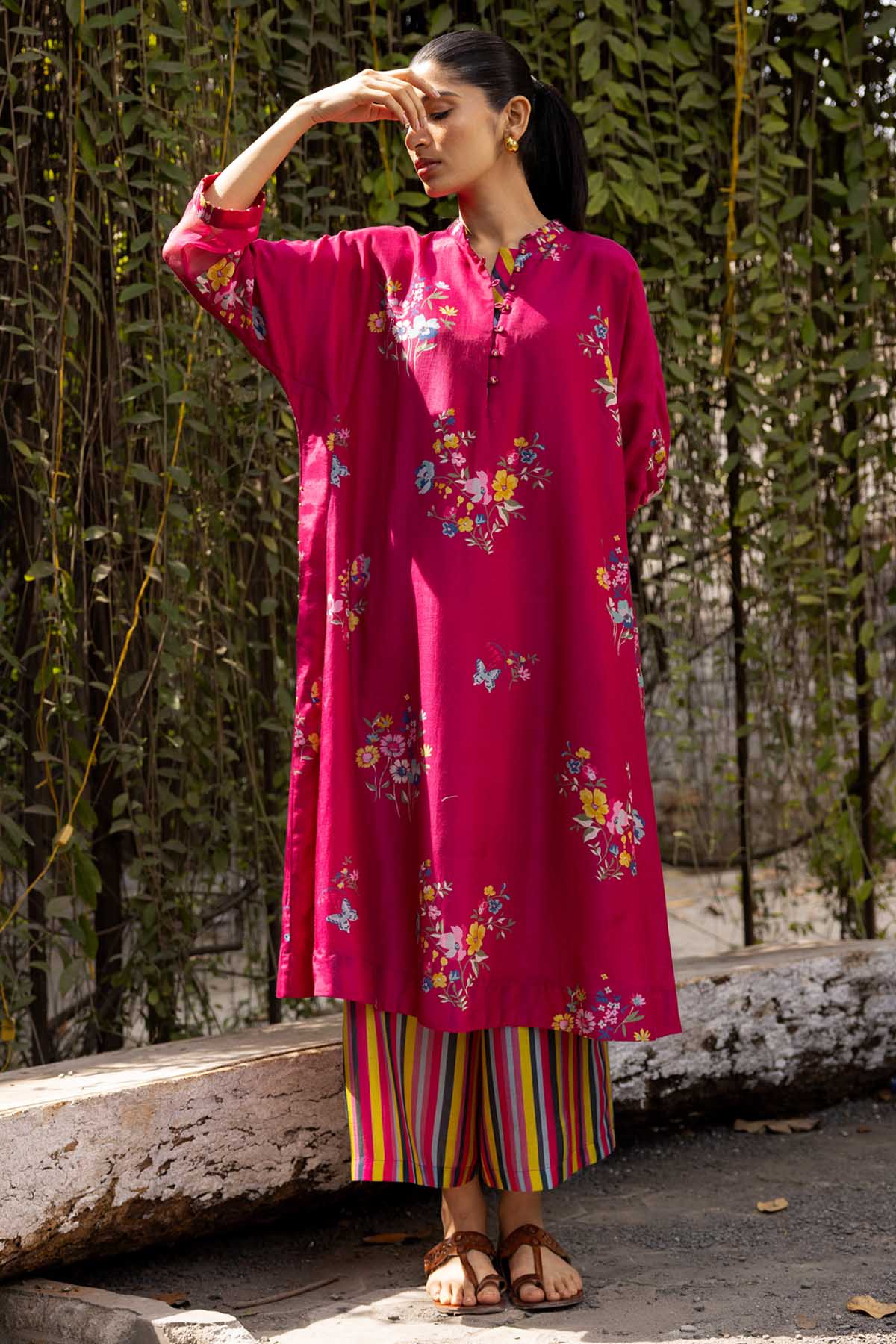 Buy Designer Magenta Printed Palazzo Set Online at ScrollnShops