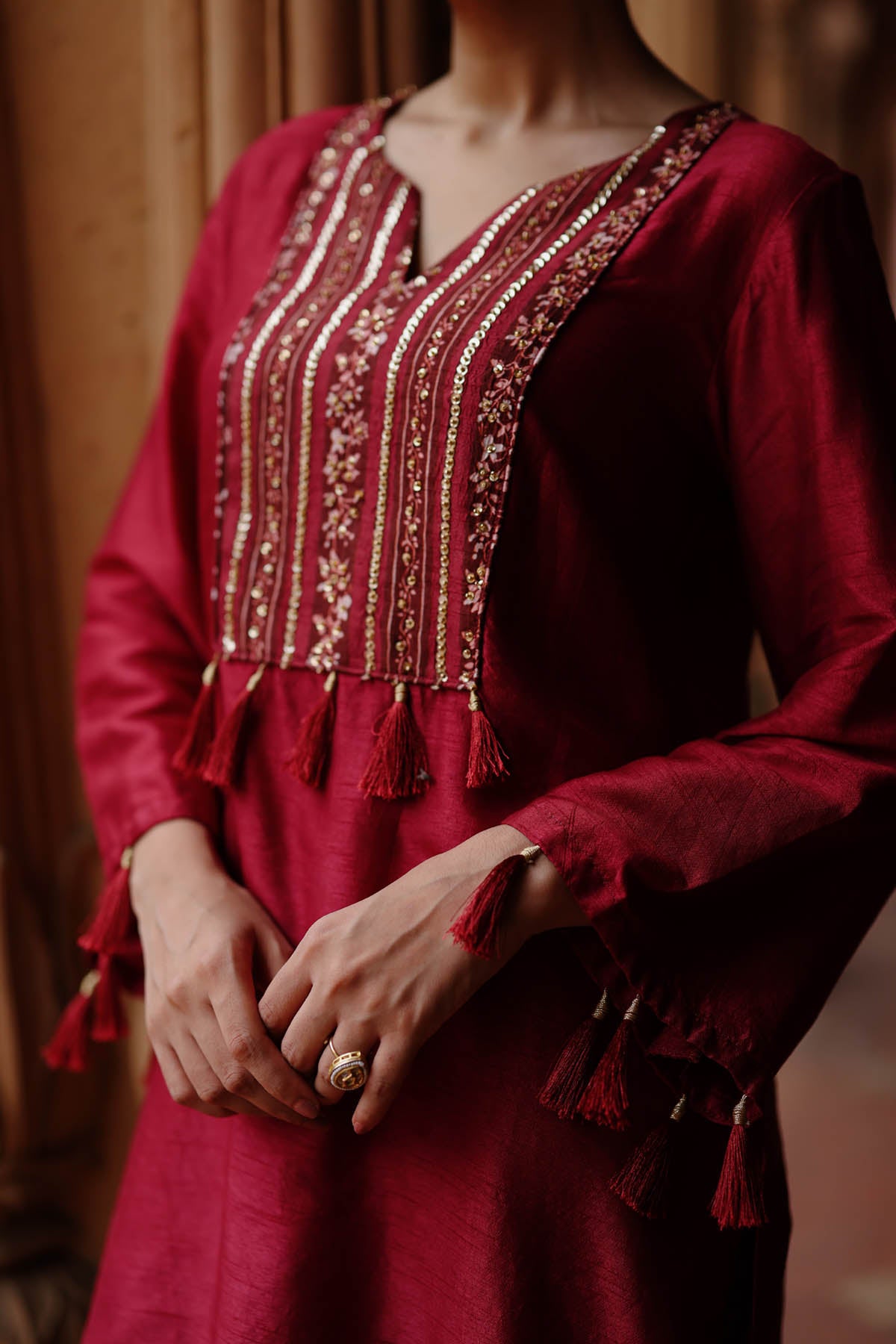 Magenta Printed Short Kurta Set