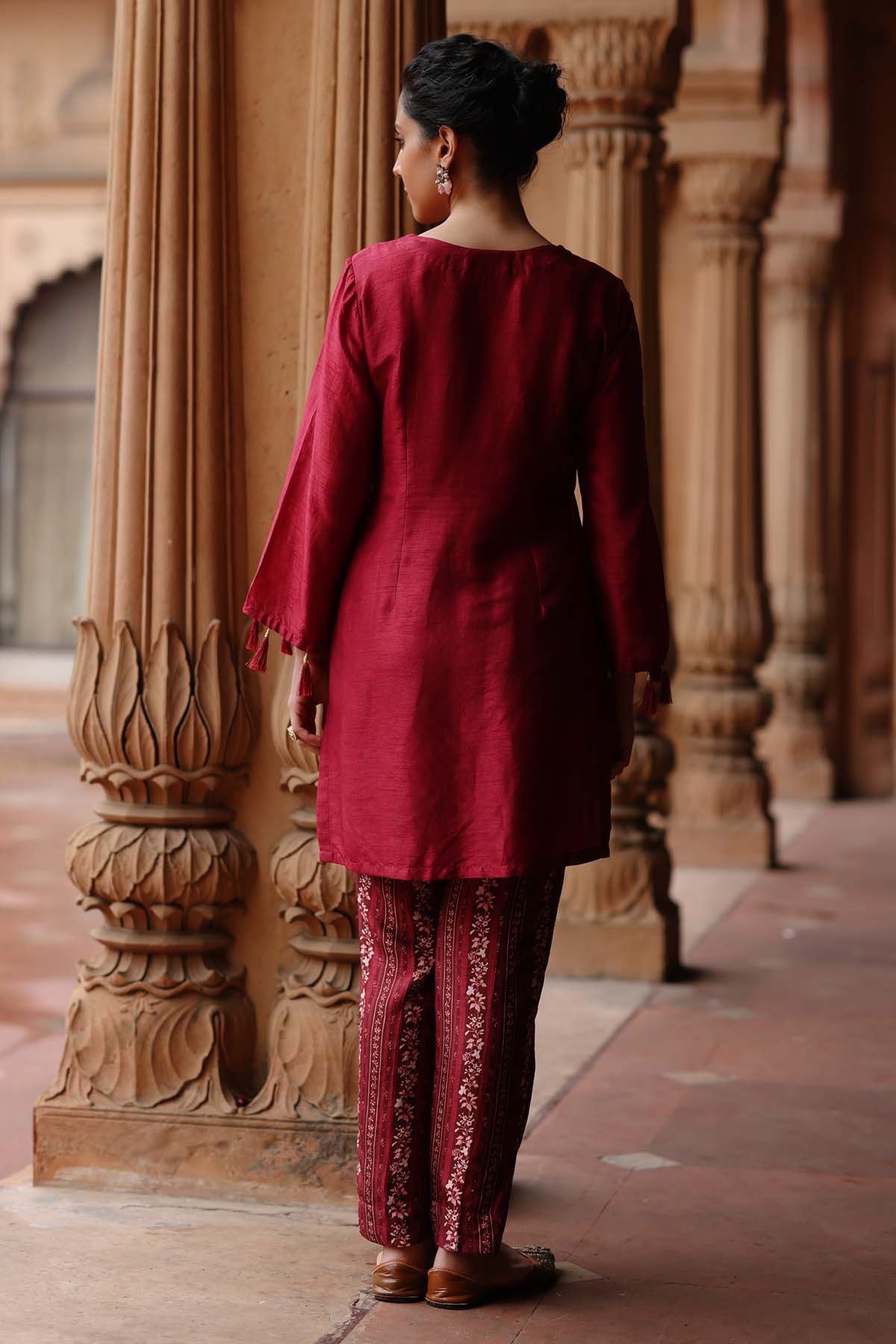 Magenta Printed Short Kurta Set