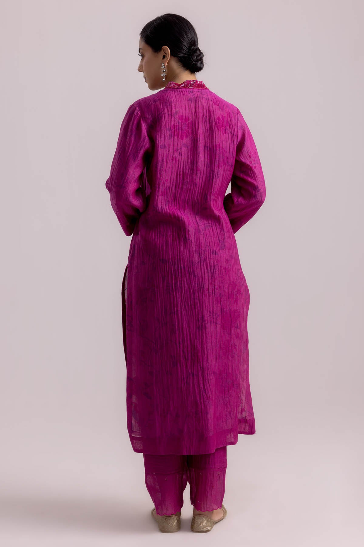 Magenta Sequins Work Kurta Set