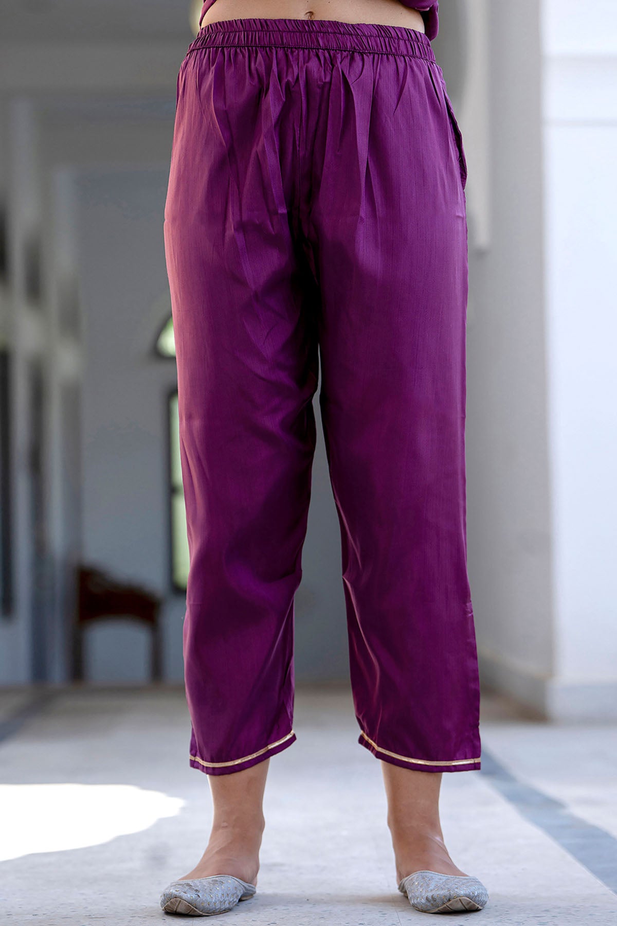 Magenta Silk Blend Kurta Set