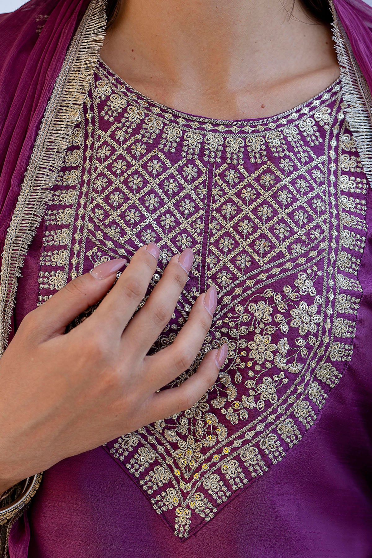 Magenta Silk Blend Kurta Set