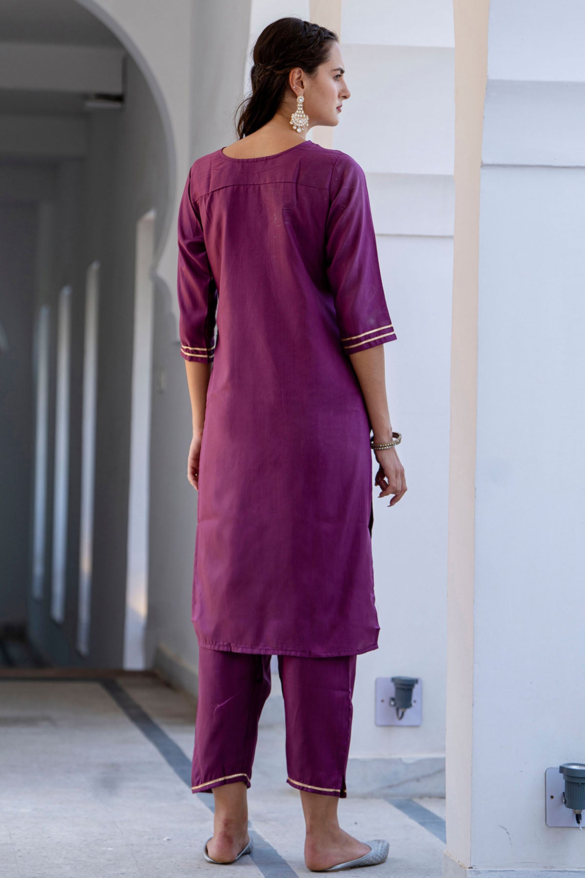 Magenta Silk Blend Kurta Set