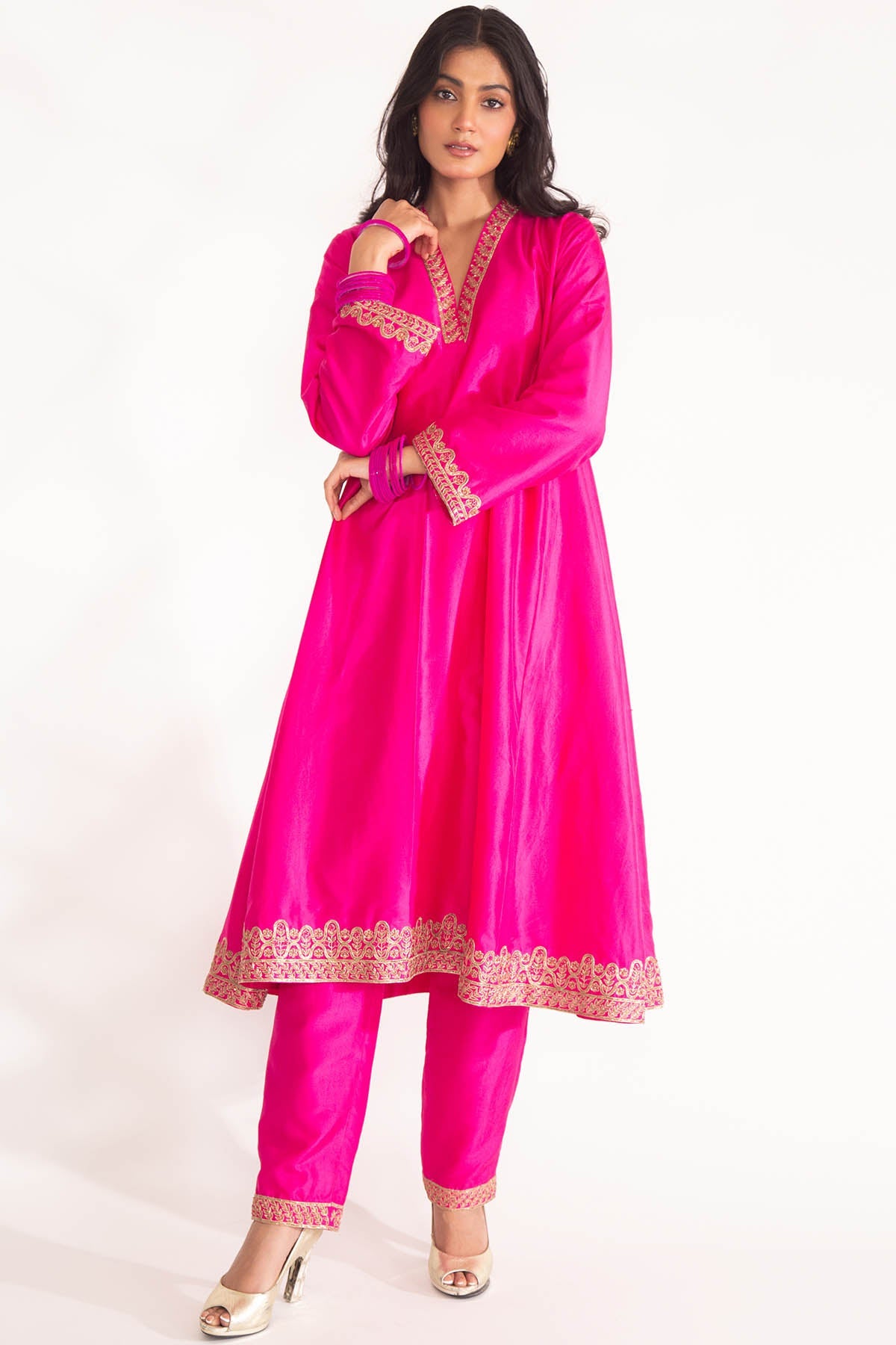 Chhaya Mehrotra Magenta Zardozi A-Line Kurta Set for women online at ScrollnShops