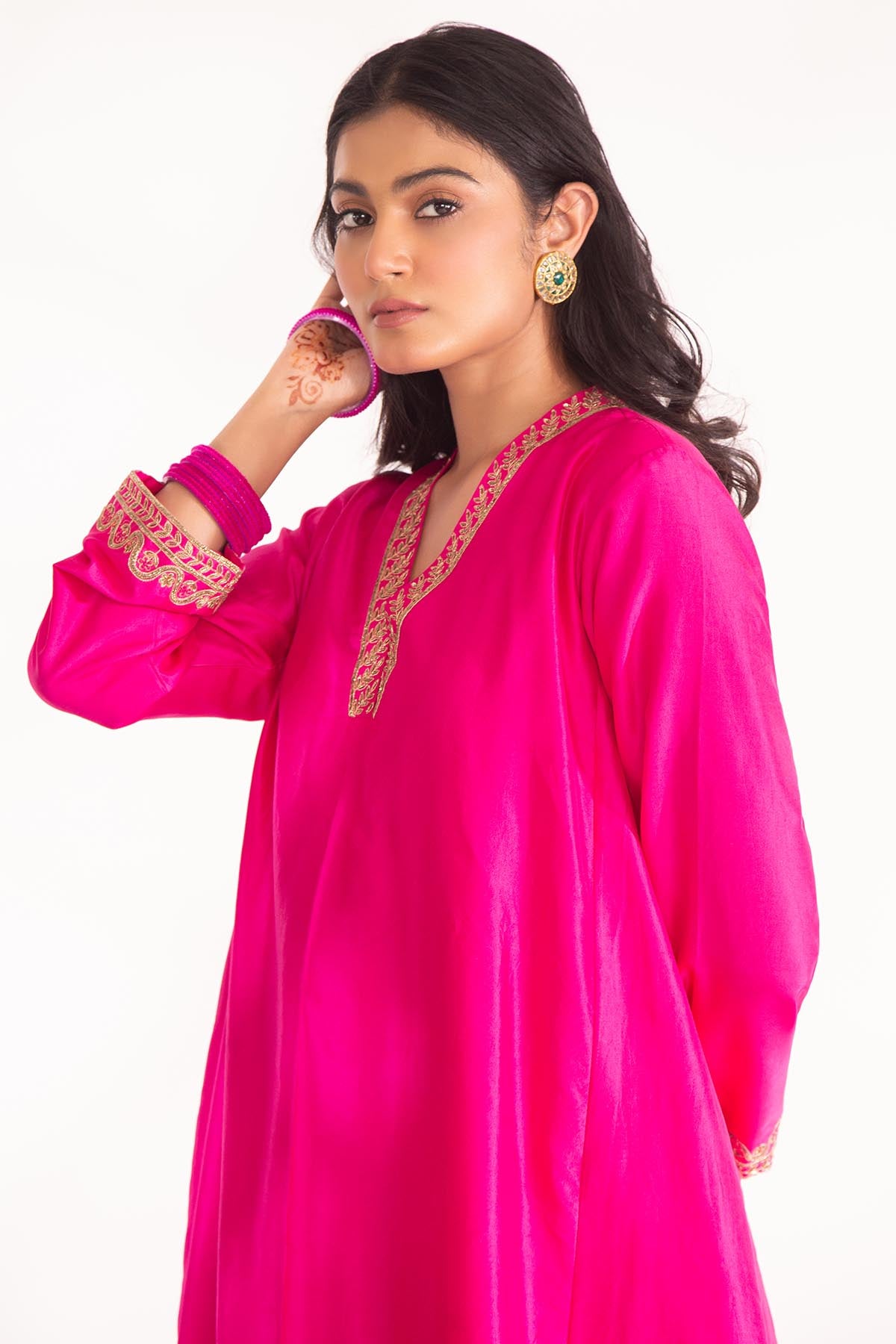 Magenta Zardozi A-Line Kurta Set