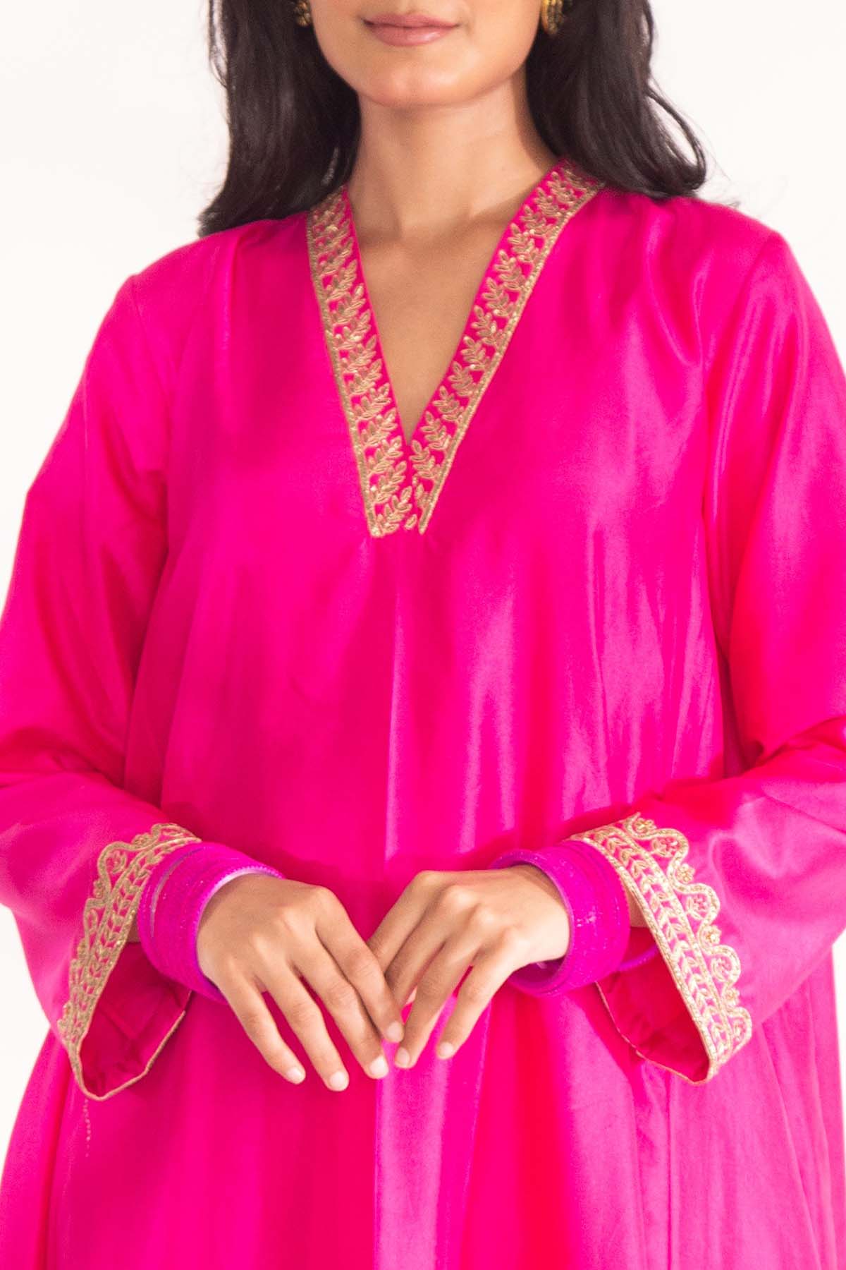 Magenta Zardozi A-Line Kurta Set