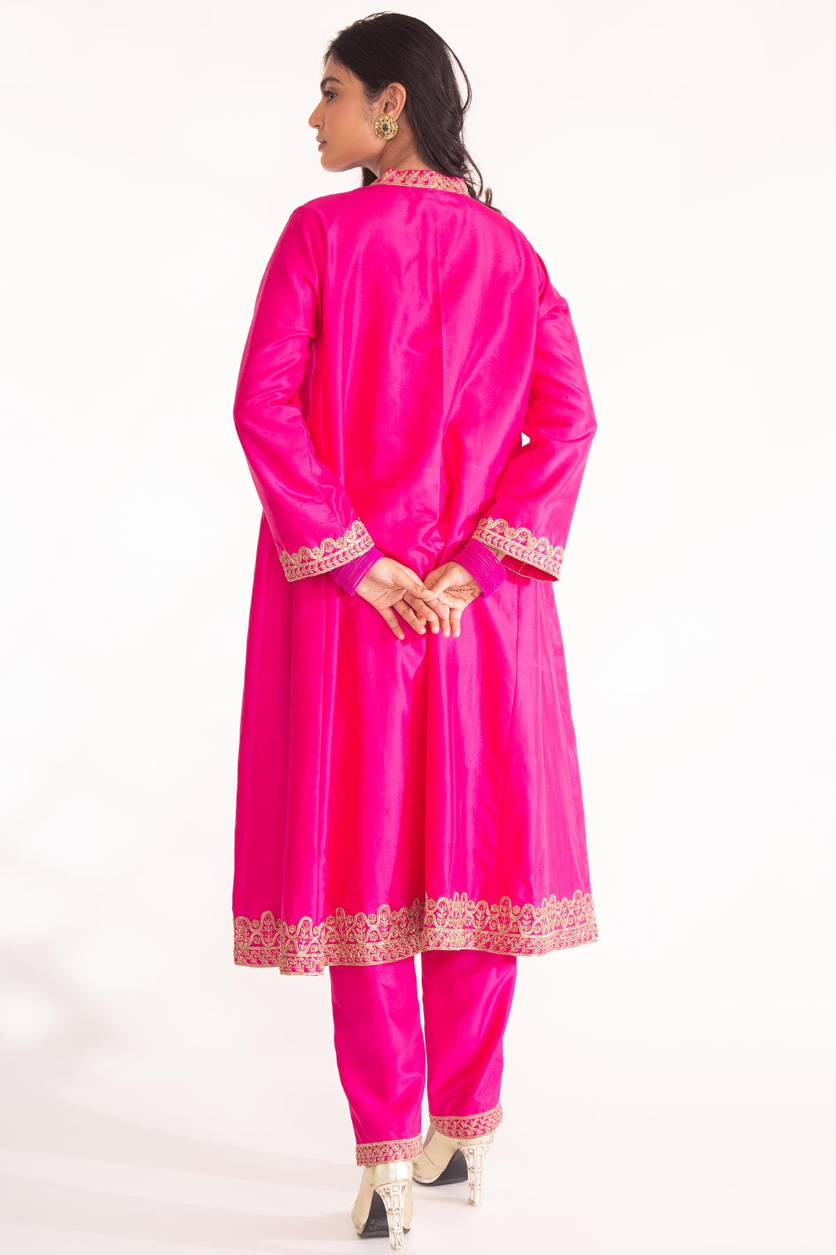 Magenta Zardozi A-Line Kurta Set